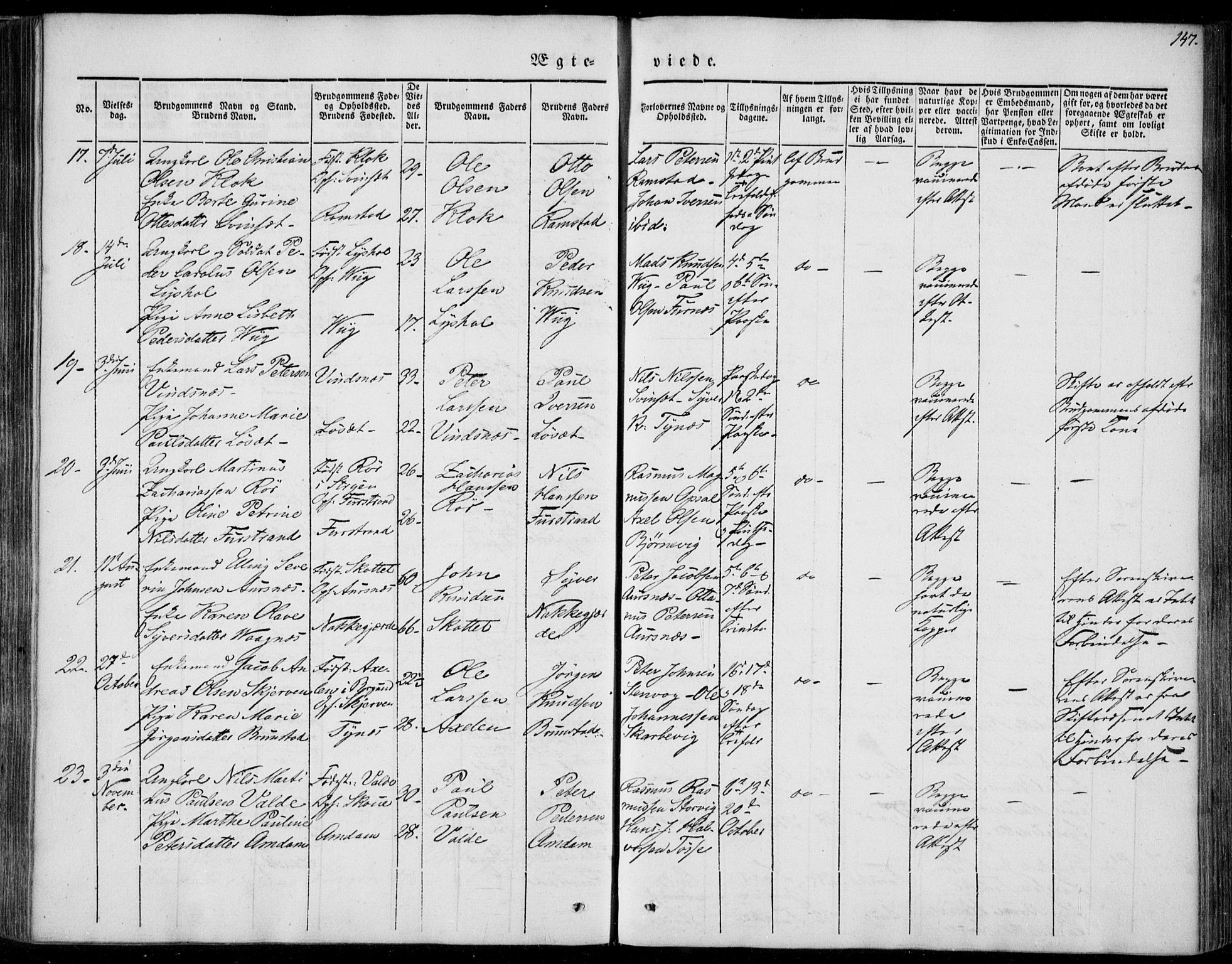 Ministerialprotokoller, klokkerbøker og fødselsregistre - Møre og Romsdal, AV/SAT-A-1454/522/L0312: Parish register (official) no. 522A07, 1843-1851, p. 147