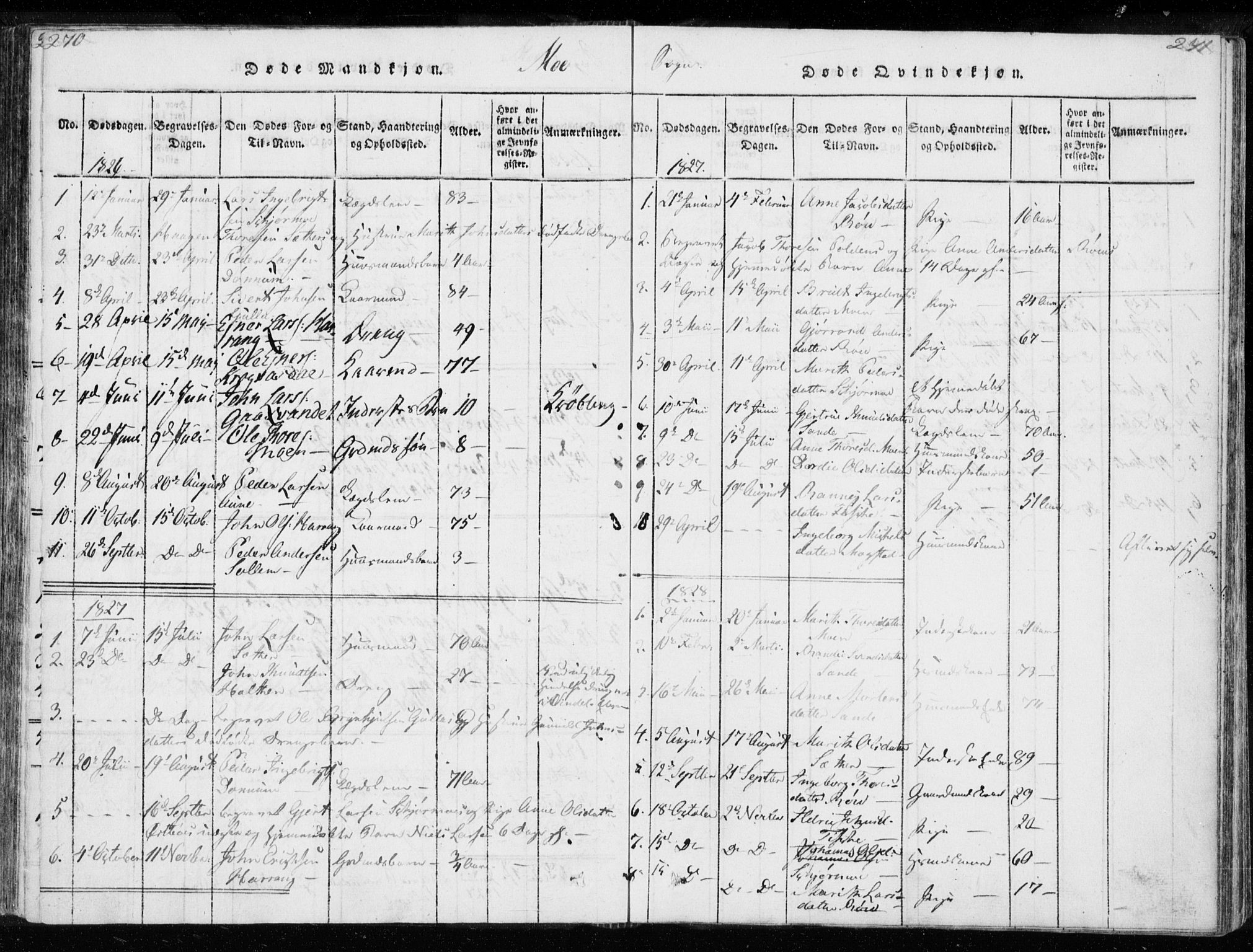 Ministerialprotokoller, klokkerbøker og fødselsregistre - Møre og Romsdal, AV/SAT-A-1454/595/L1041: Parish register (official) no. 595A03, 1819-1829, p. 270-271