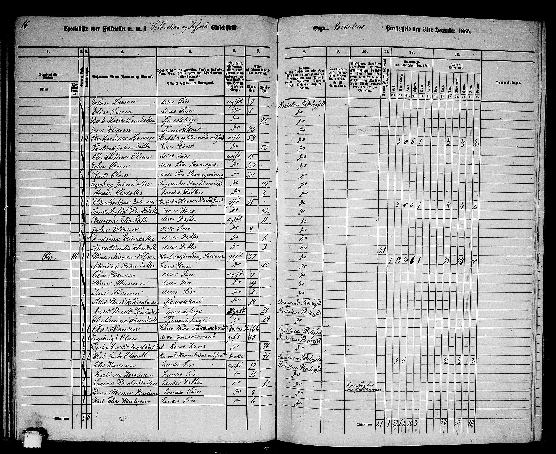 RA, 1865 census for Norddal, 1865, p. 54