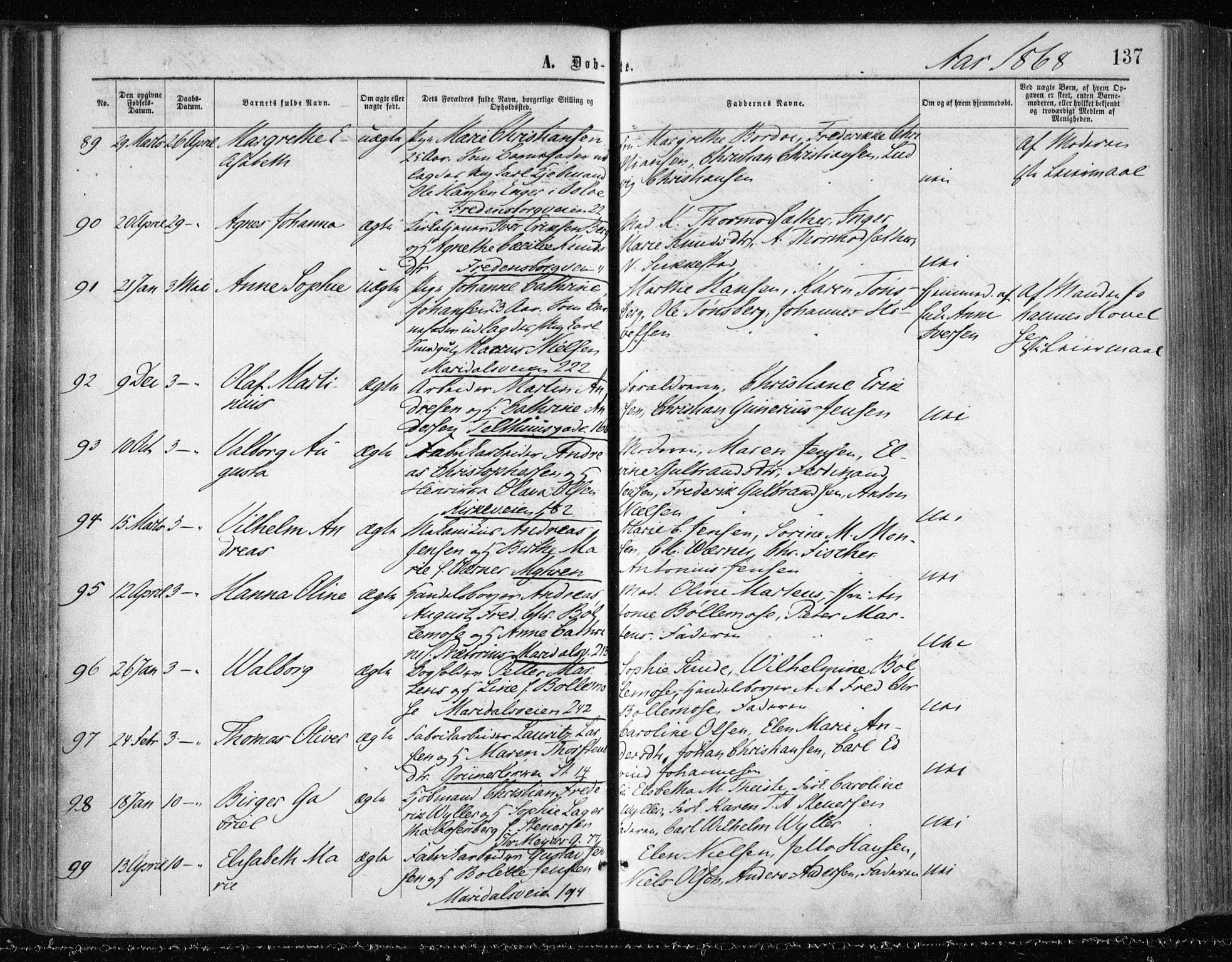 Gamle Aker prestekontor Kirkebøker, AV/SAO-A-10617a/F/L0002: Parish register (official) no. 2, 1864-1872, p. 137