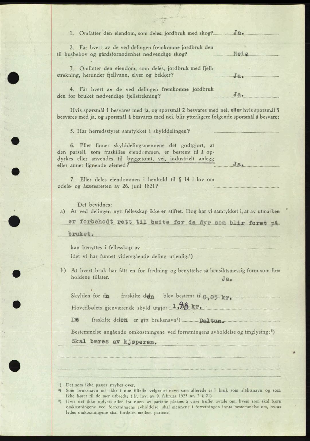 Nordre Sunnmøre sorenskriveri, AV/SAT-A-0006/1/2/2C/2Ca: Mortgage book no. A24, 1947-1947, Diary no: : 850/1947