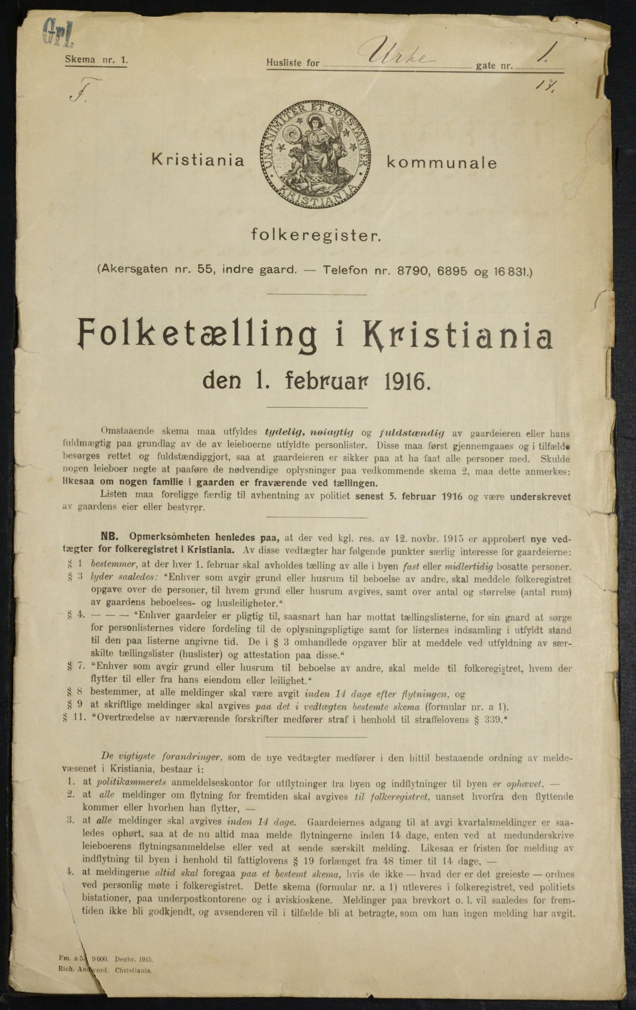 OBA, Municipal Census 1916 for Kristiania, 1916, p. 124281