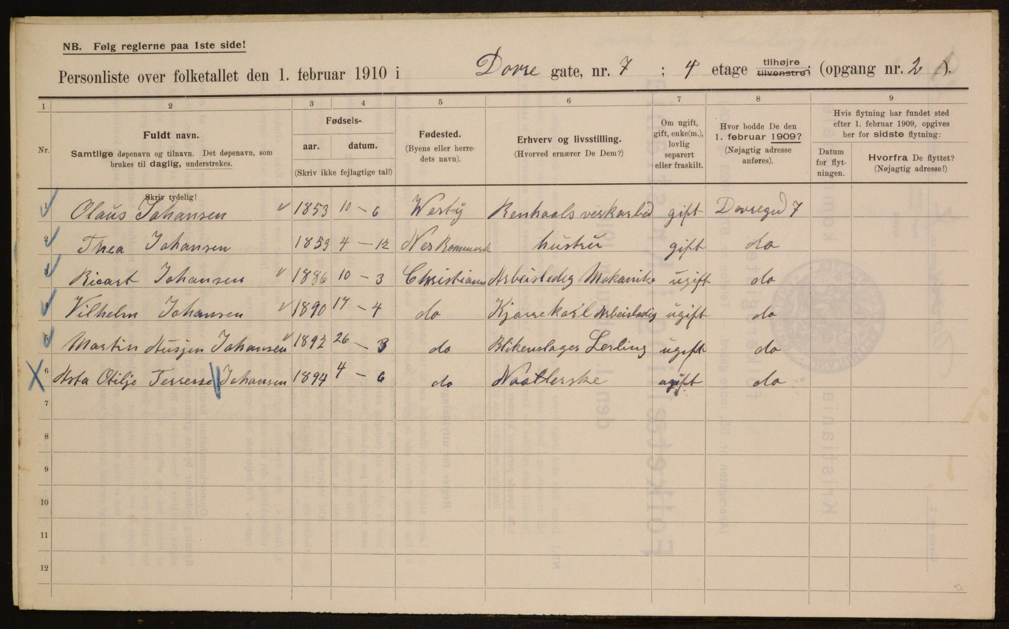 OBA, Municipal Census 1910 for Kristiania, 1910, p. 15532