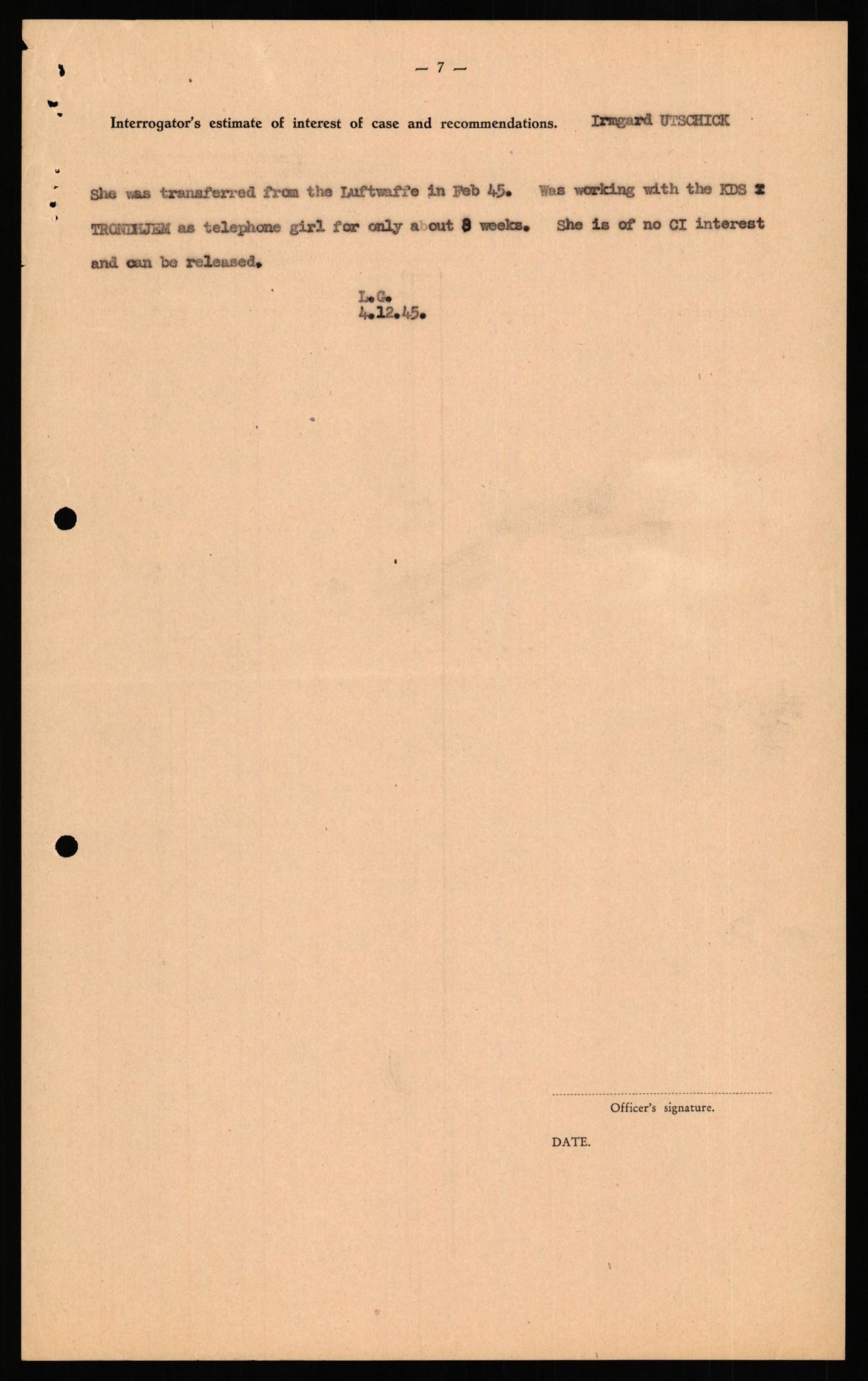 Forsvaret, Forsvarets overkommando II, AV/RA-RAFA-3915/D/Db/L0034: CI Questionaires. Tyske okkupasjonsstyrker i Norge. Tyskere., 1945-1946, p. 242