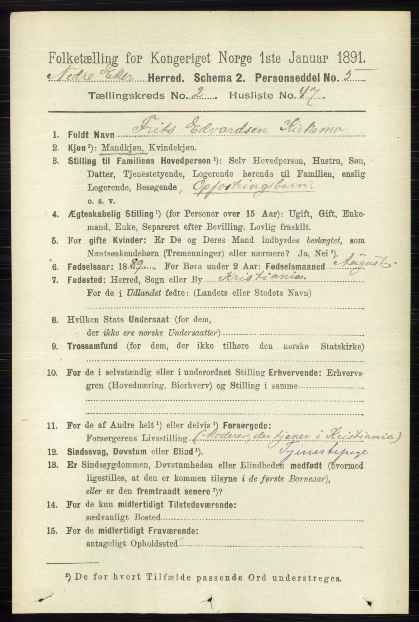 RA, 1891 census for 0625 Nedre Eiker, 1891, p. 803