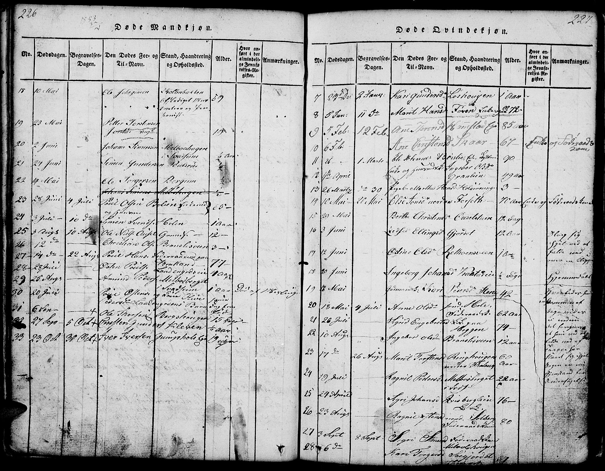 Gausdal prestekontor, AV/SAH-PREST-090/H/Ha/Hab/L0001: Parish register (copy) no. 1, 1817-1848, p. 226-227