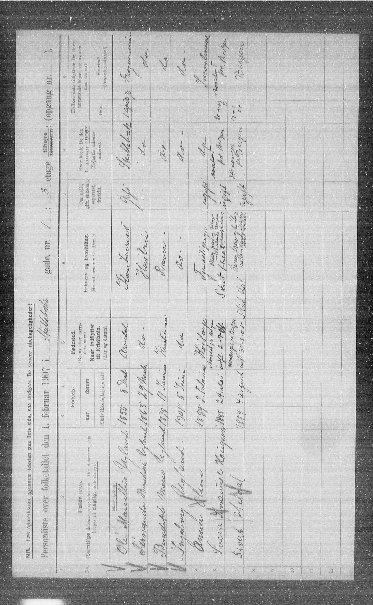 OBA, Municipal Census 1907 for Kristiania, 1907, p. 48722