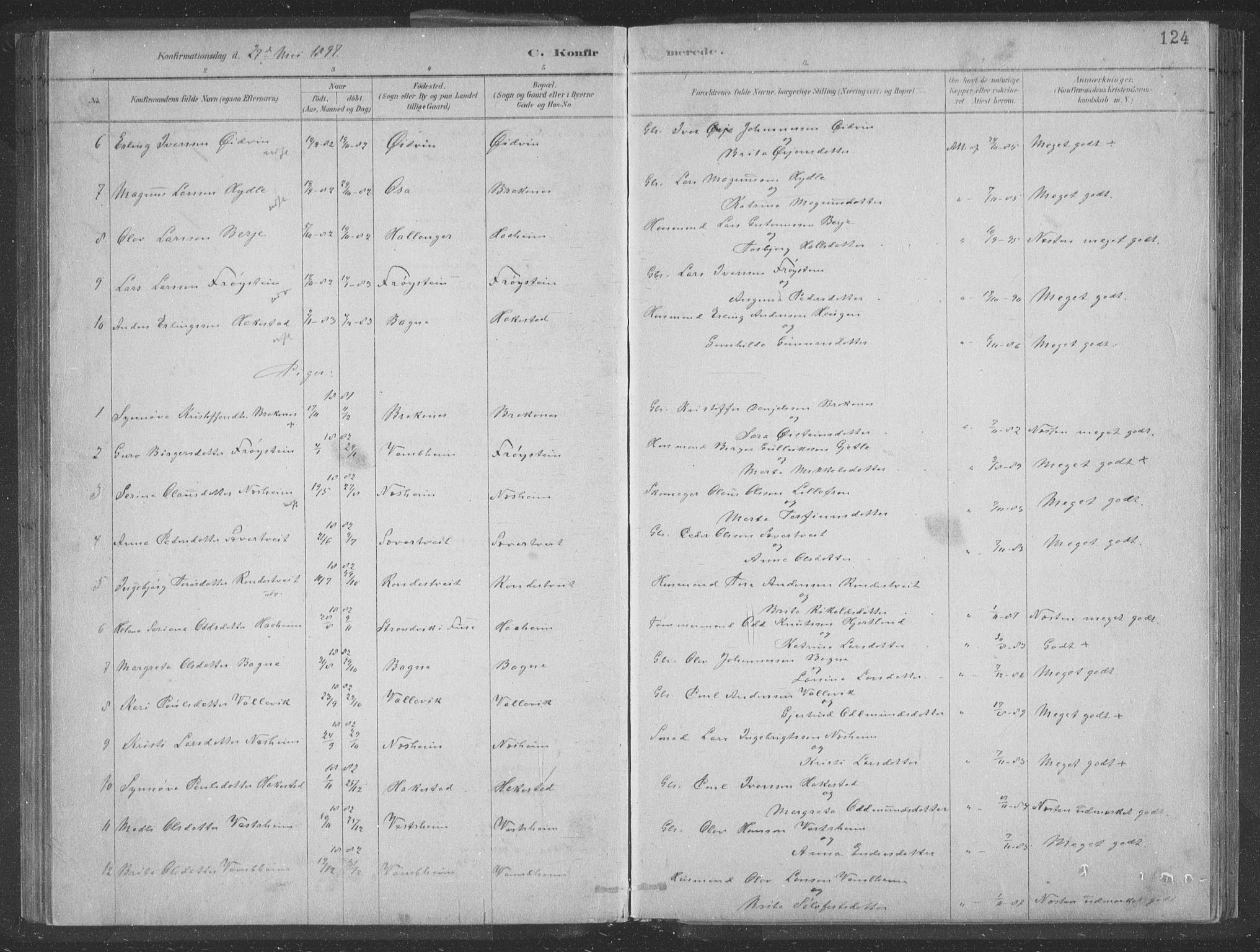 Ulvik sokneprestembete, SAB/A-78801/H/Hab: Parish register (copy) no. A 3, 1883-1908, p. 124