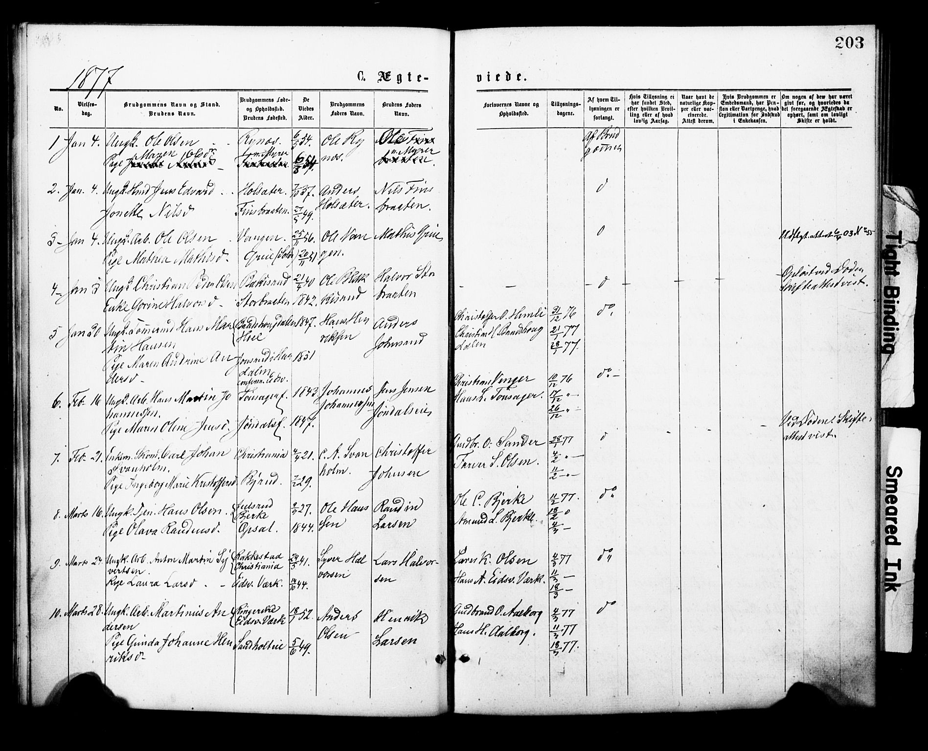 Eidsvoll prestekontor Kirkebøker, SAO/A-10888/F/Fa/L0001: Parish register (official) no. I 1, 1877-1881, p. 203