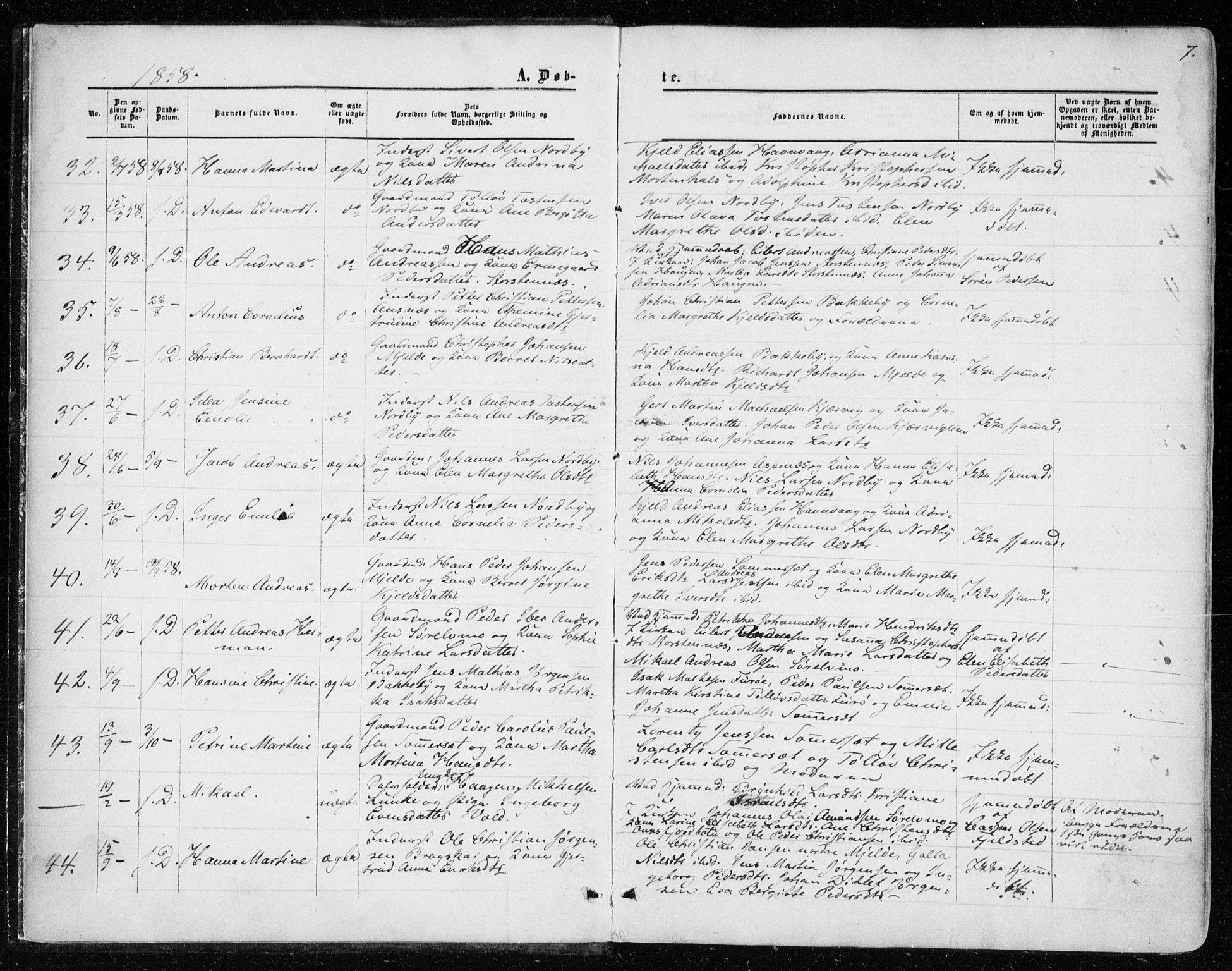 Balsfjord sokneprestembete, SATØ/S-1303/G/Ga/L0001kirke: Parish register (official) no. 1, 1858-1870, p. 7