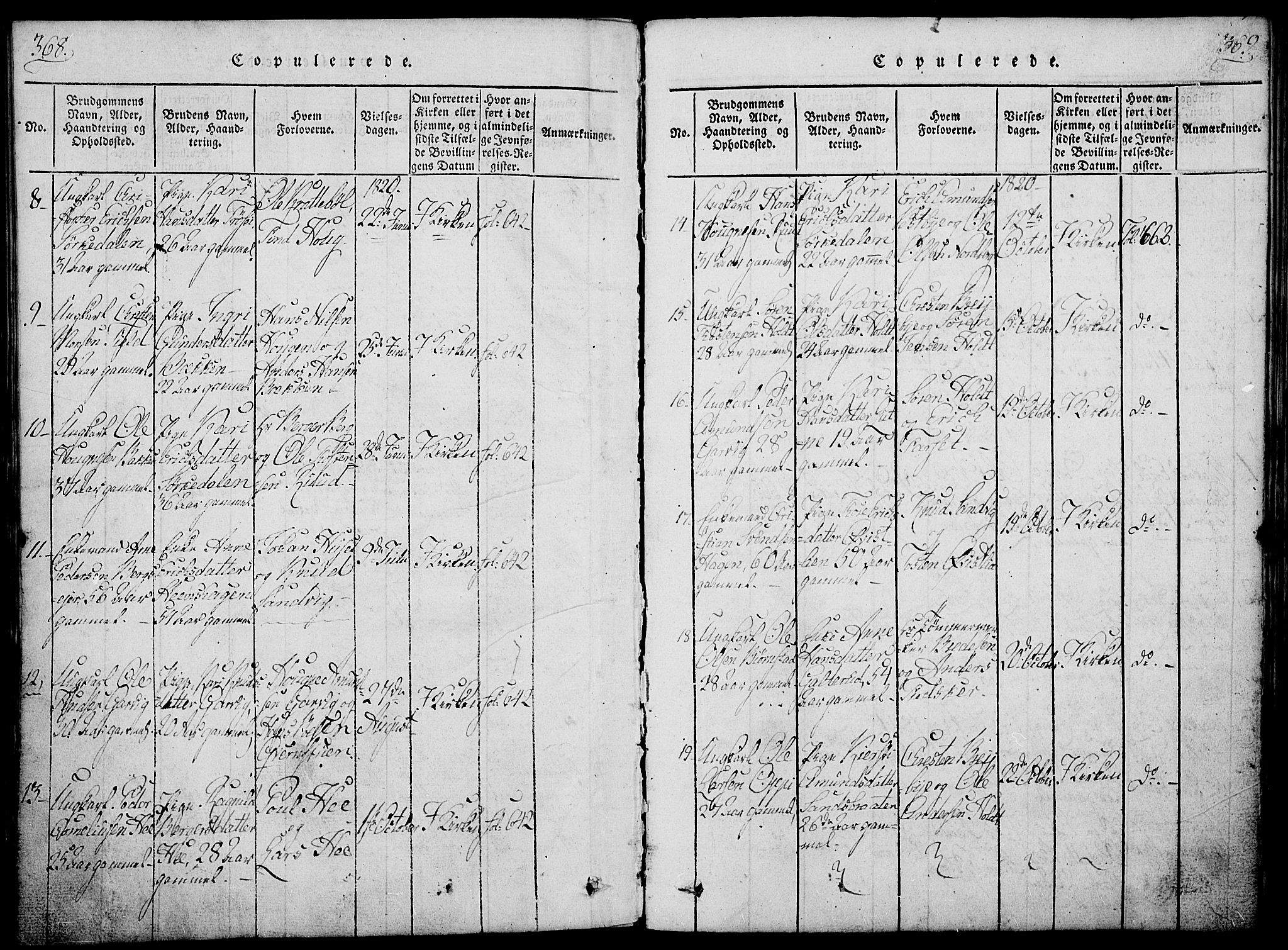 Nord-Odal prestekontor, SAH/PREST-032/H/Ha/Haa/L0001: Parish register (official) no. 1, 1819-1838, p. 368-369