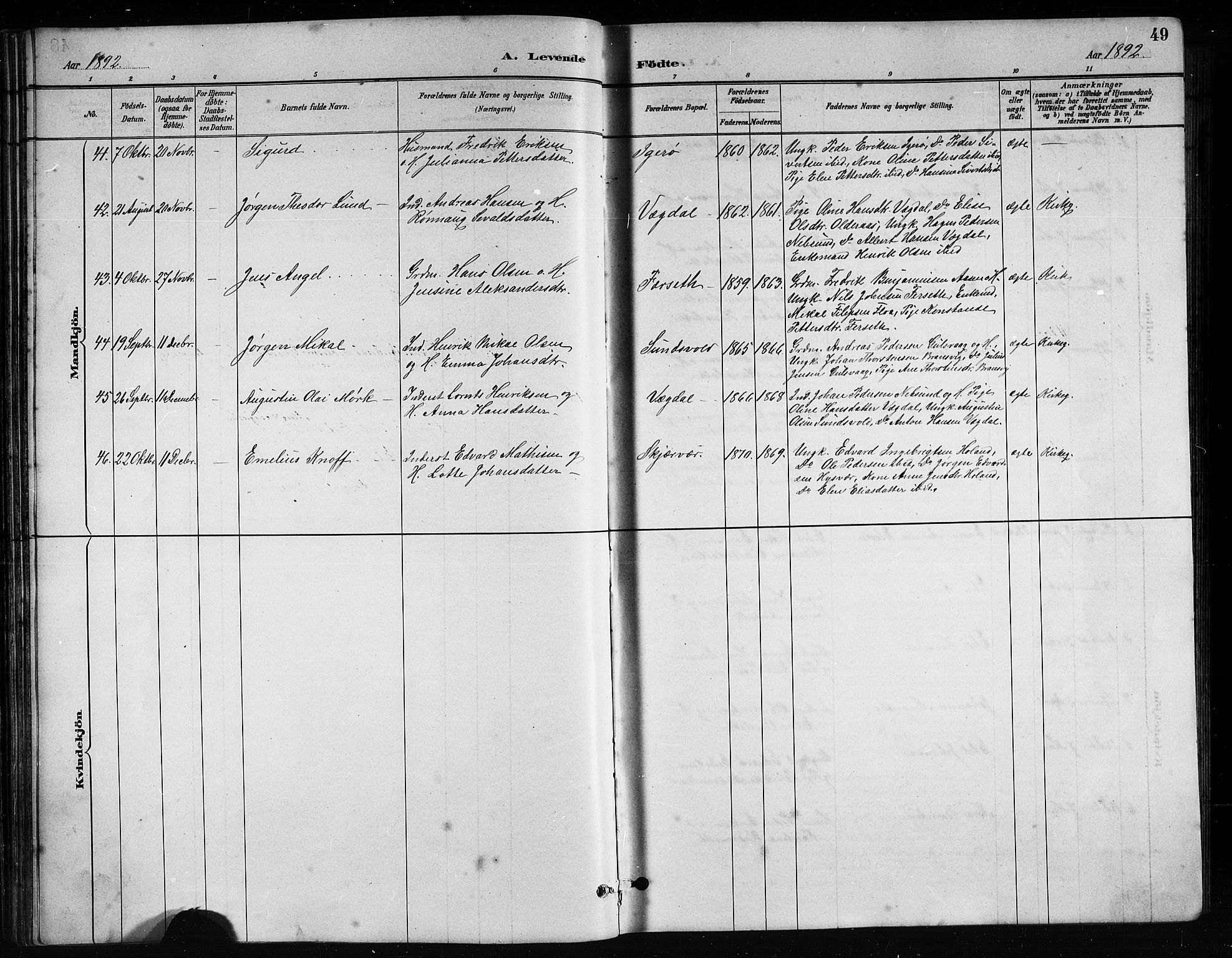 Ministerialprotokoller, klokkerbøker og fødselsregistre - Nordland, AV/SAT-A-1459/816/L0253: Parish register (copy) no. 816C03, 1886-1905, p. 49