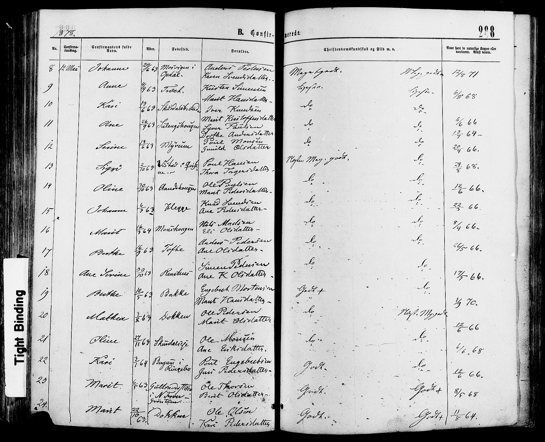 Sør-Fron prestekontor, SAH/PREST-010/H/Ha/Haa/L0002: Parish register (official) no. 2, 1864-1880, p. 288