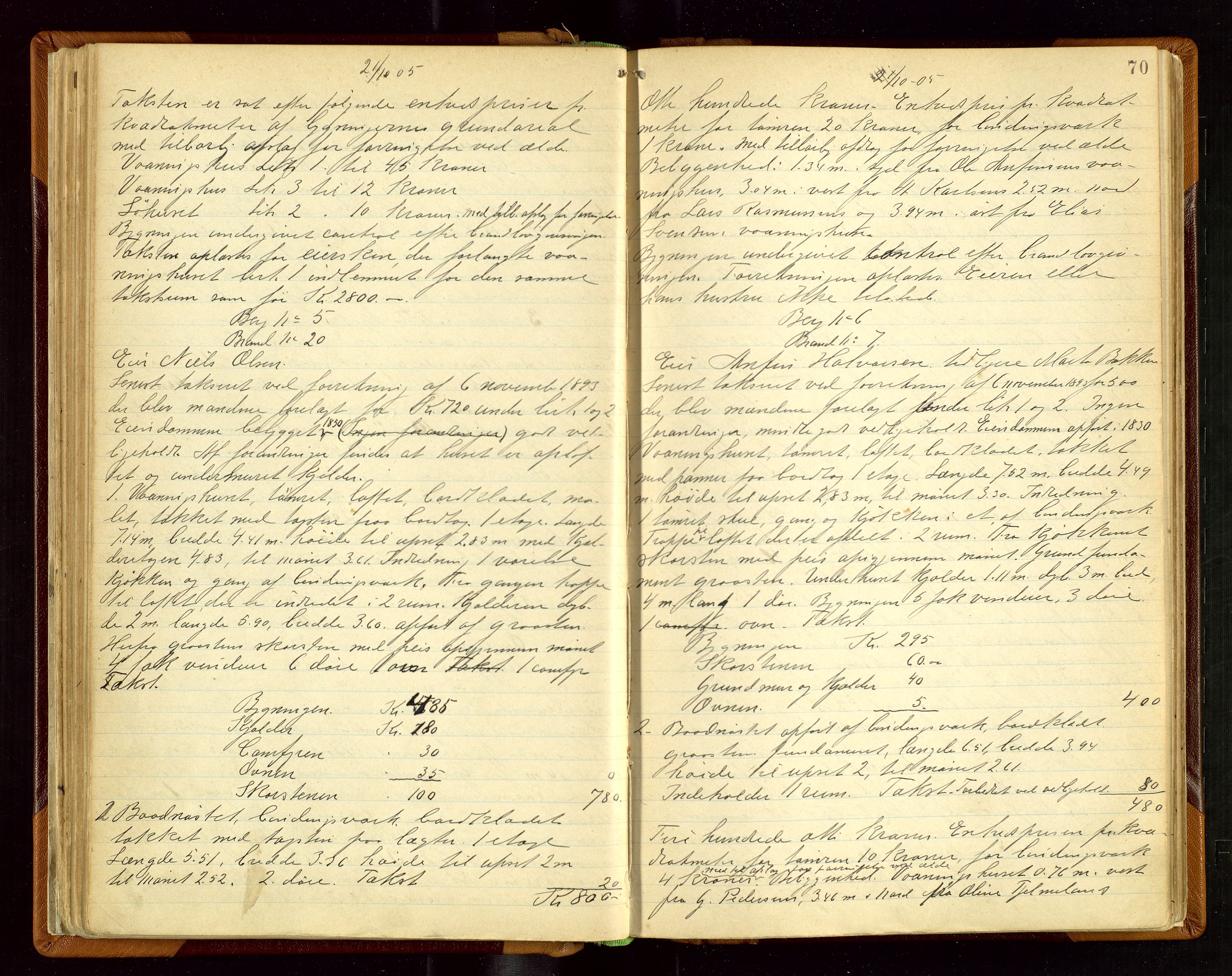 Sand lensmannskontor, AV/SAST-A-100415/Gob/L0003: Branntakstprotokoll, 1893-1936, p. 69b-70a