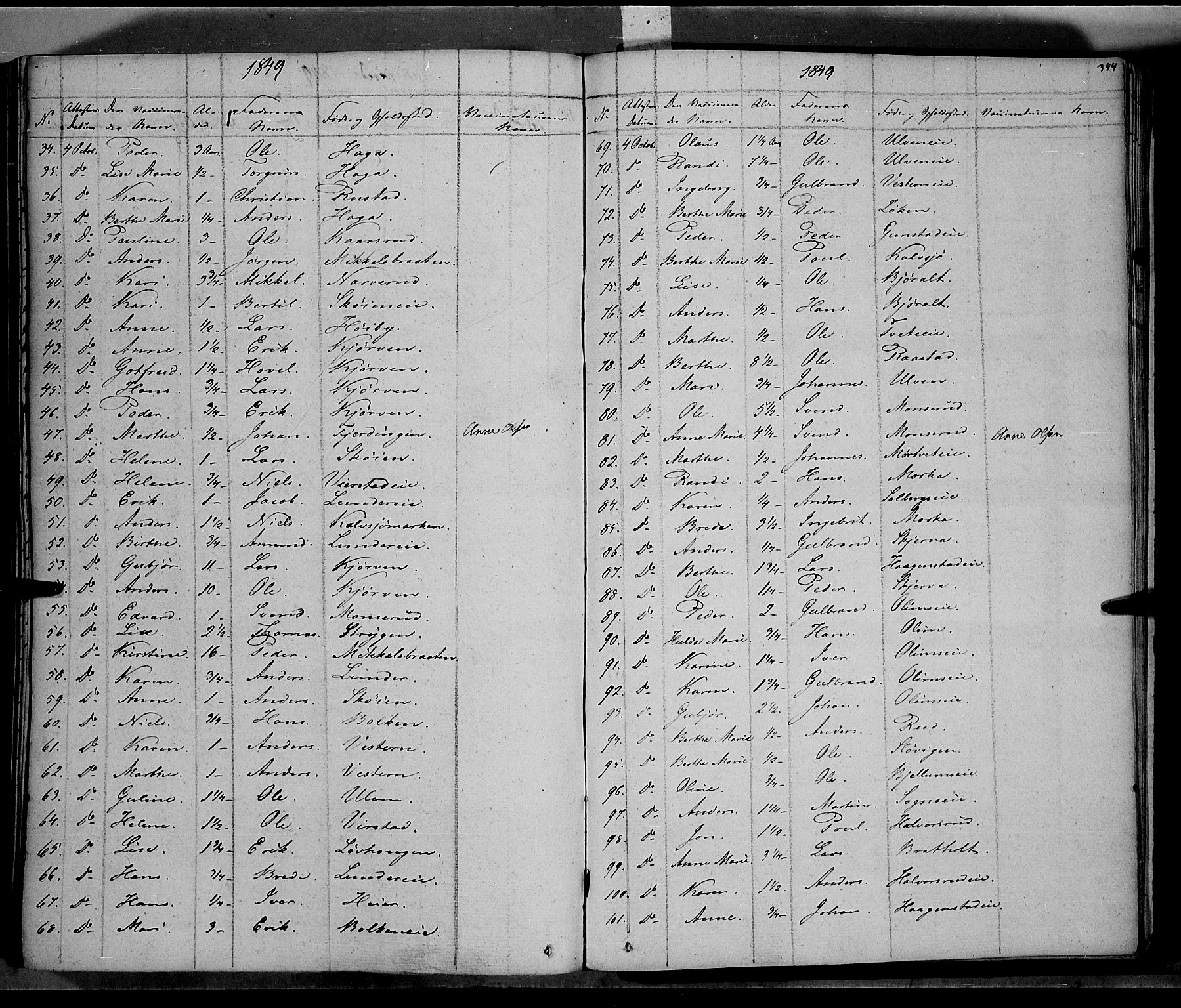 Jevnaker prestekontor, SAH/PREST-116/H/Ha/Haa/L0006: Parish register (official) no. 6, 1837-1857, p. 344