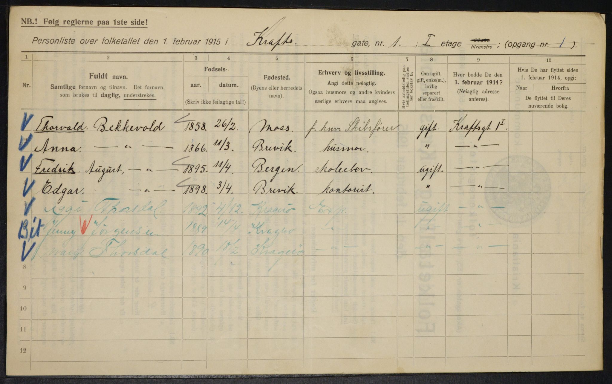 OBA, Municipal Census 1915 for Kristiania, 1915, p. 53441