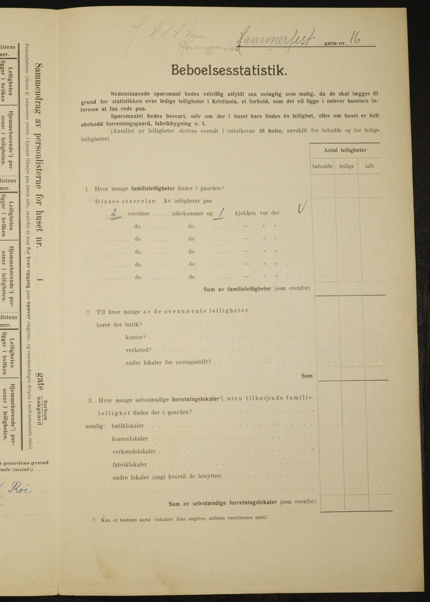 OBA, Municipal Census 1910 for Kristiania, 1910, p. 32175