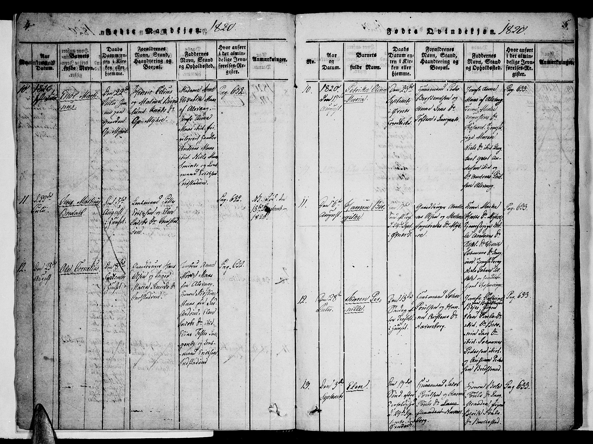 Ministerialprotokoller, klokkerbøker og fødselsregistre - Nordland, SAT/A-1459/893/L1331: Parish register (official) no. 893A04, 1820-1840, p. 4-5