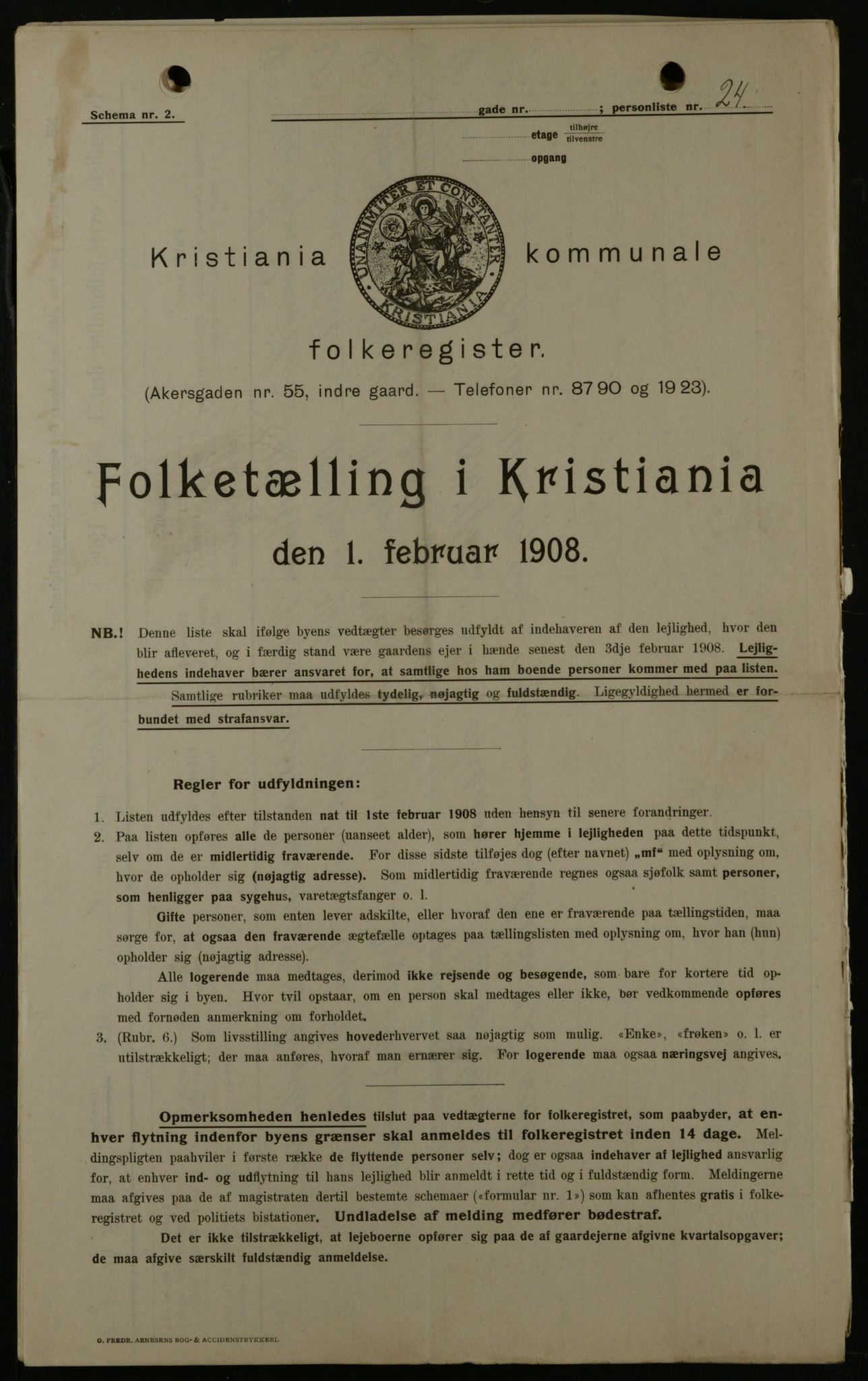 OBA, Municipal Census 1908 for Kristiania, 1908, p. 4023