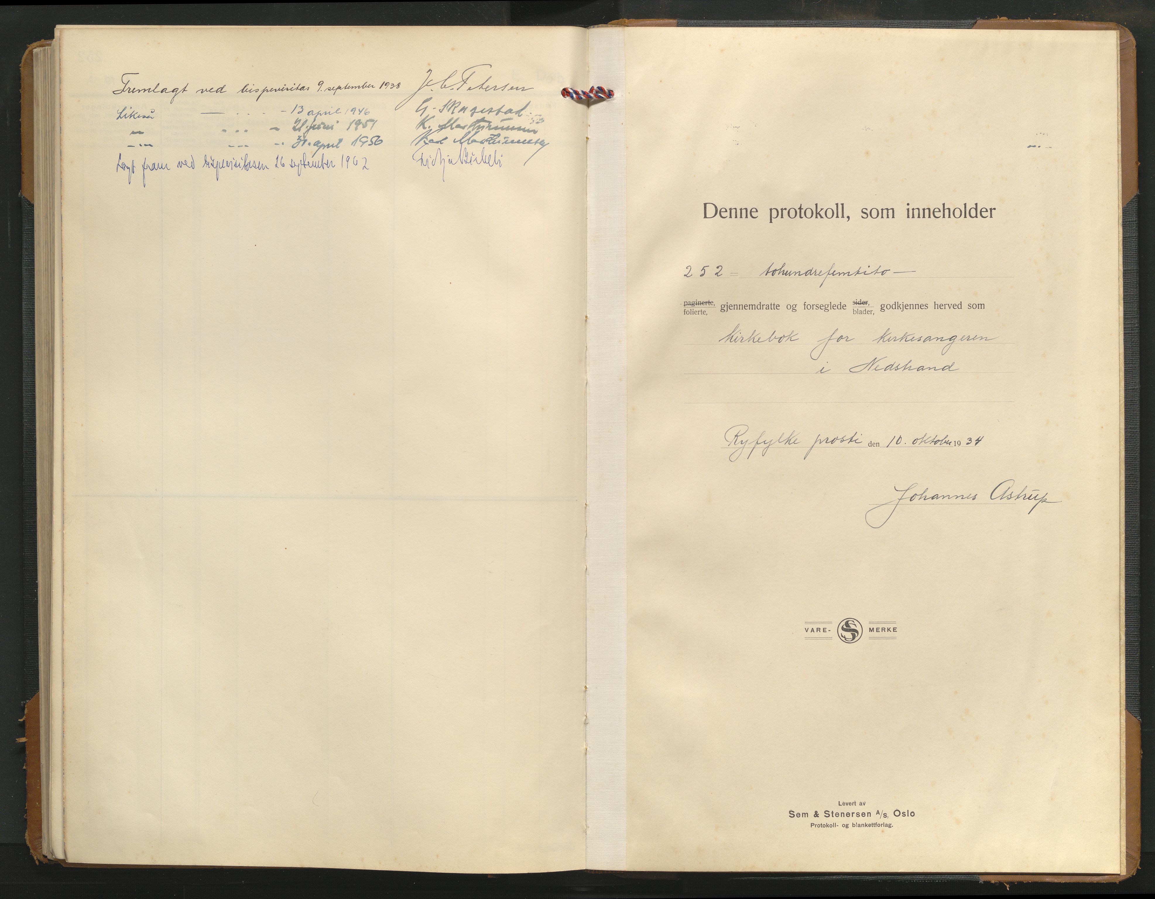 Nedstrand sokneprestkontor, SAST/A-101841/01/V/L0004: Parish register (copy) no. B 4, 1933-1961