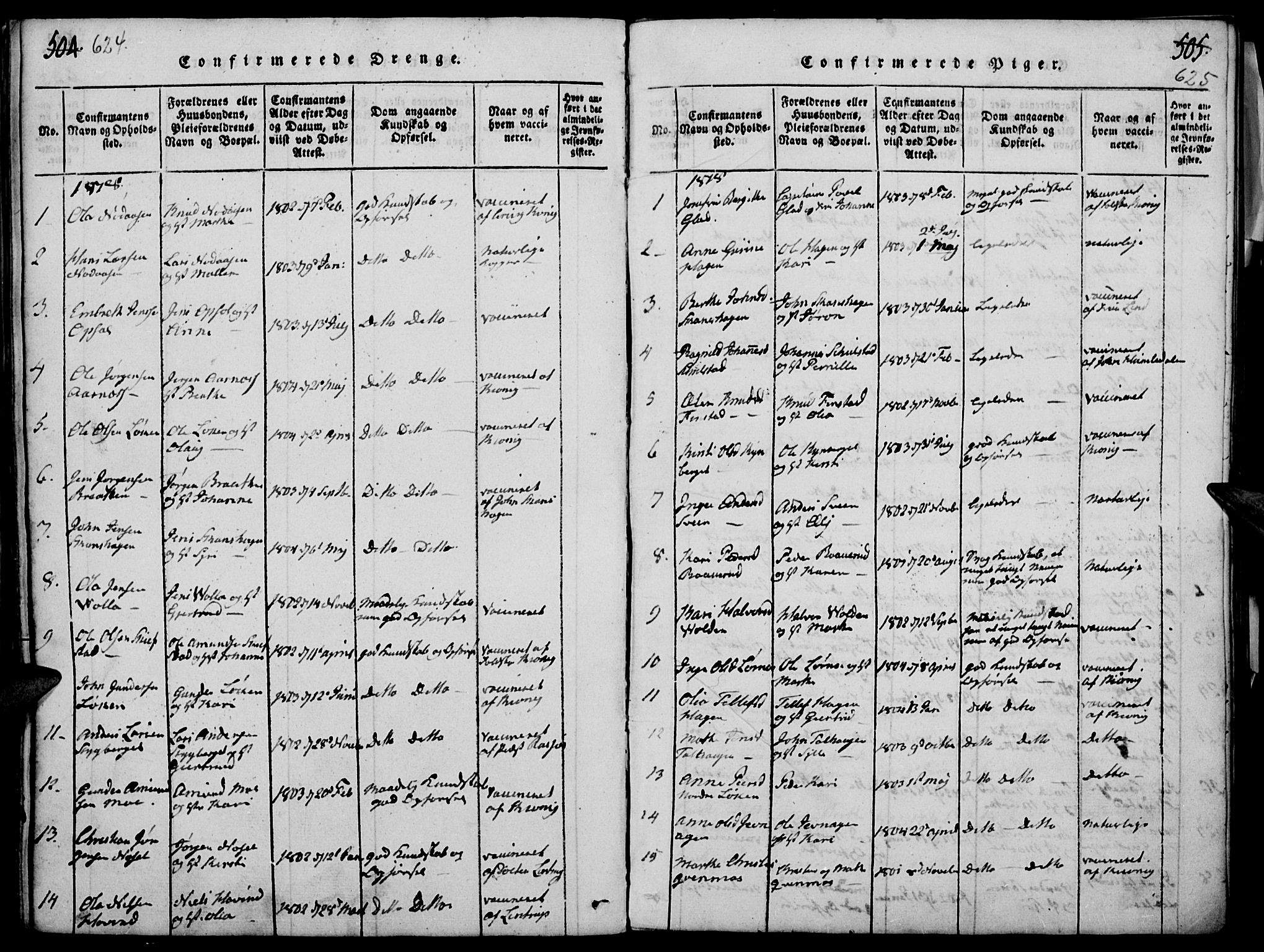 Elverum prestekontor, AV/SAH-PREST-044/H/Ha/Haa/L0007: Parish register (official) no. 7, 1815-1830, p. 624-625