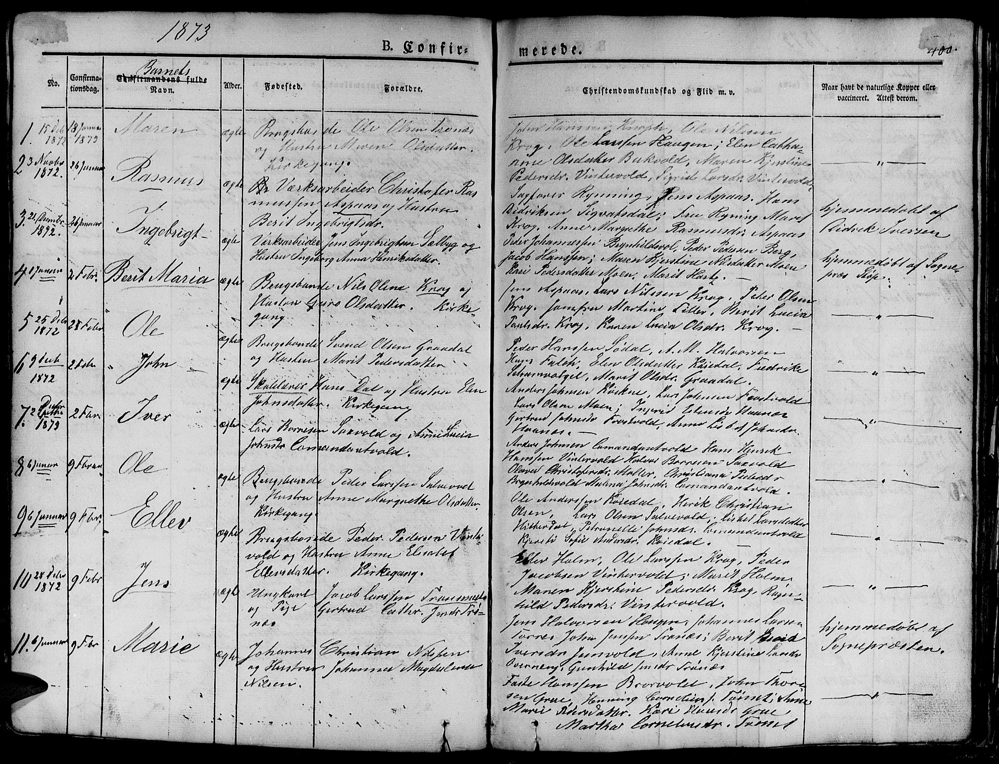 Ministerialprotokoller, klokkerbøker og fødselsregistre - Sør-Trøndelag, AV/SAT-A-1456/681/L0938: Parish register (copy) no. 681C02, 1829-1879, p. 400