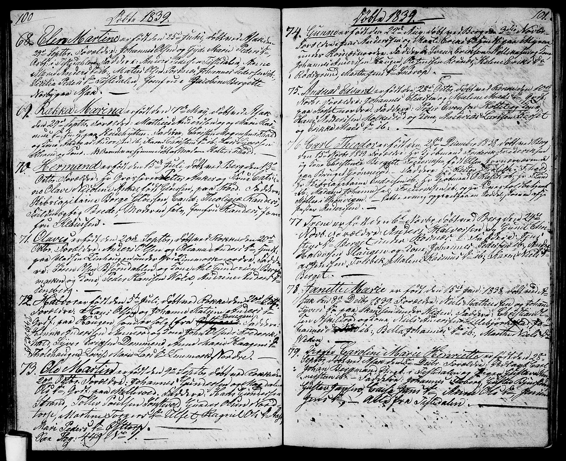Berg prestekontor Kirkebøker, SAO/A-10902/G/Ga/L0002: Parish register (copy) no. I 2, 1832-1844, p. 100-101
