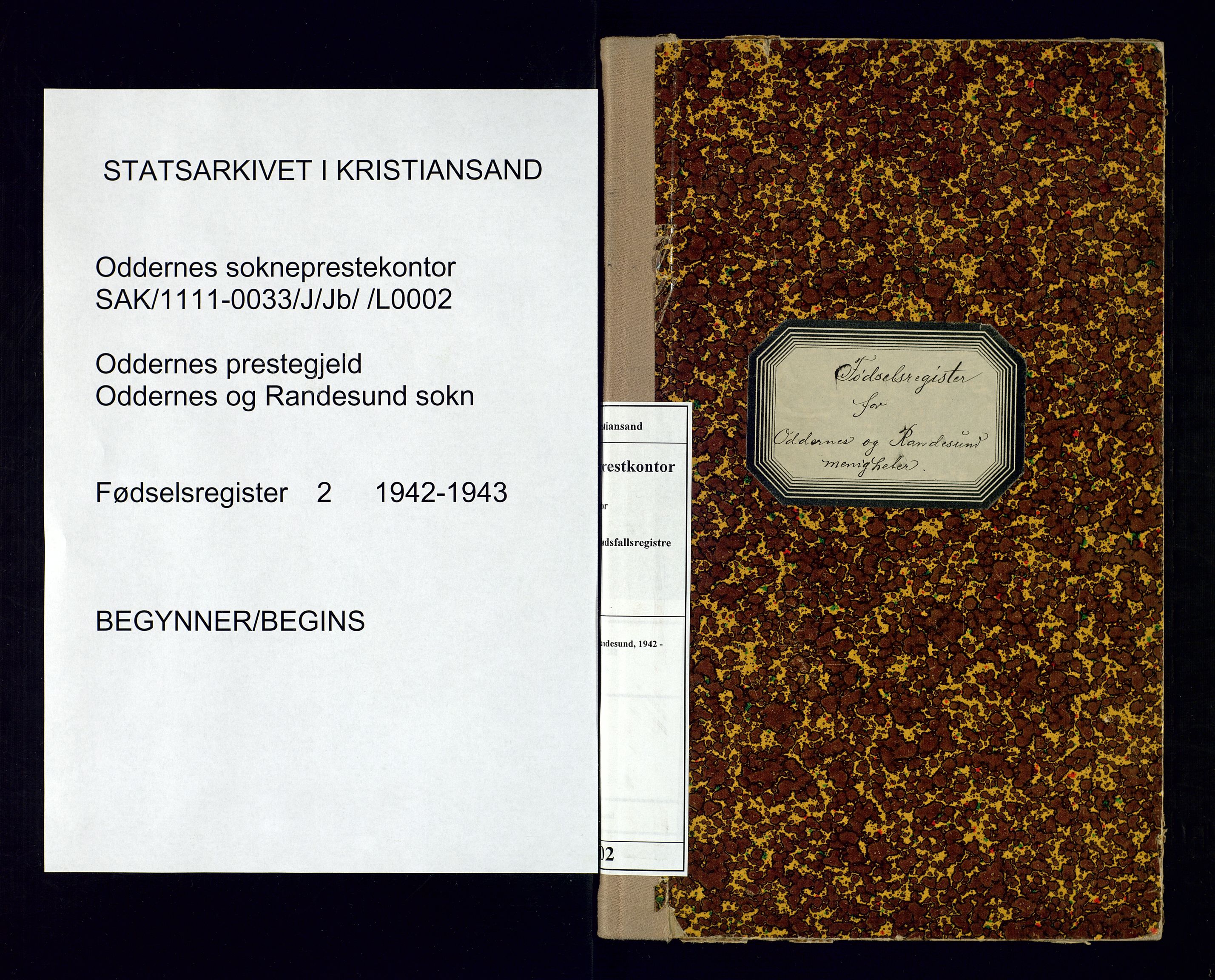 Oddernes sokneprestkontor, AV/SAK-1111-0033/J/Jb/L0002: Birth register no. 2, 1942-1943