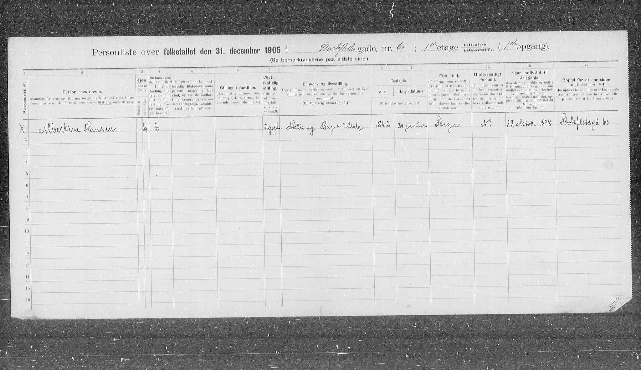 OBA, Municipal Census 1905 for Kristiania, 1905, p. 53489