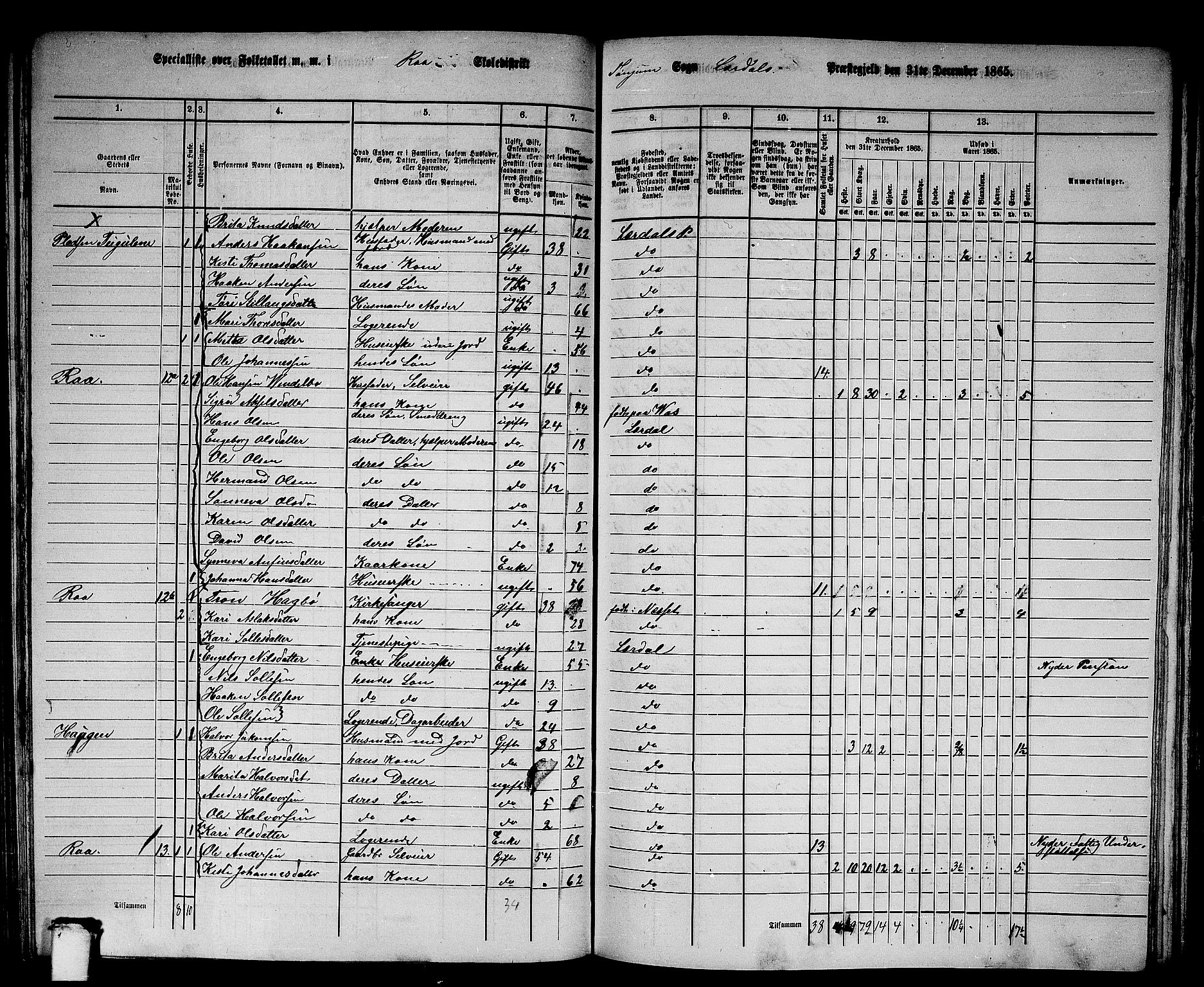 RA, 1865 census for Lærdal, 1865, p. 74