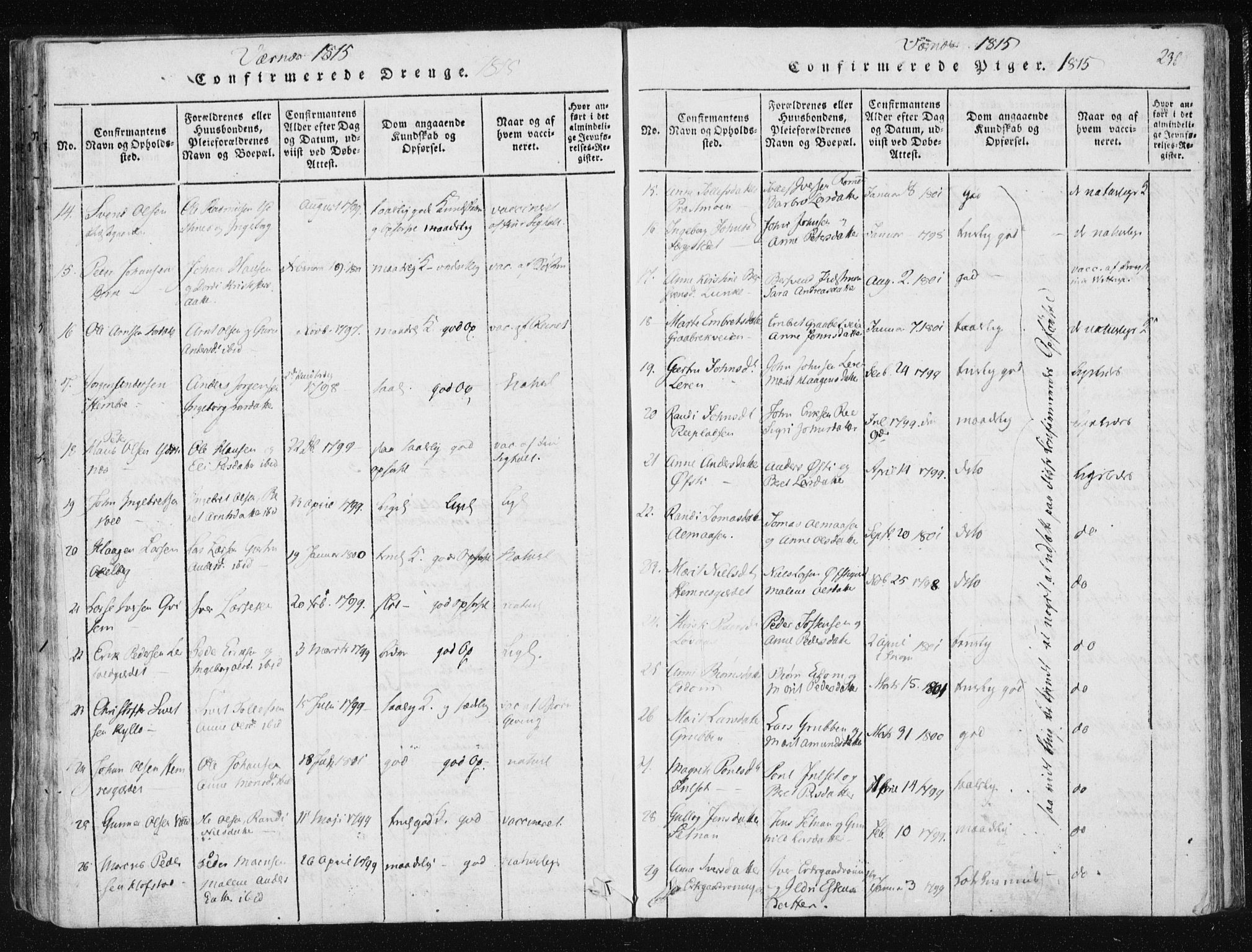 Ministerialprotokoller, klokkerbøker og fødselsregistre - Nord-Trøndelag, AV/SAT-A-1458/709/L0061: Parish register (official) no. 709A08 /1, 1815-1819, p. 236