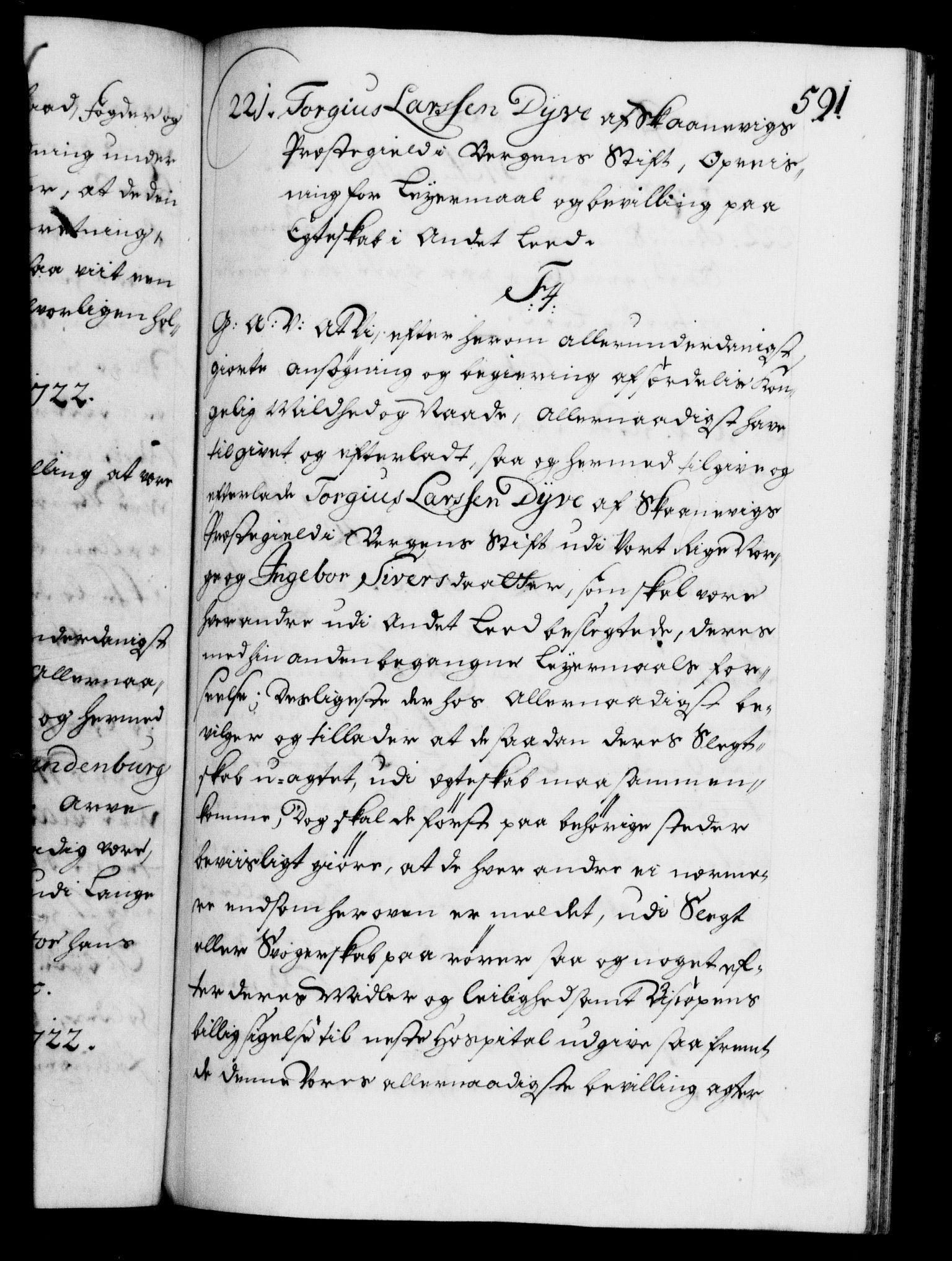 Danske Kanselli 1572-1799, AV/RA-EA-3023/F/Fc/Fca/Fcaa/L0023: Norske registre, 1720-1722, p. 591a