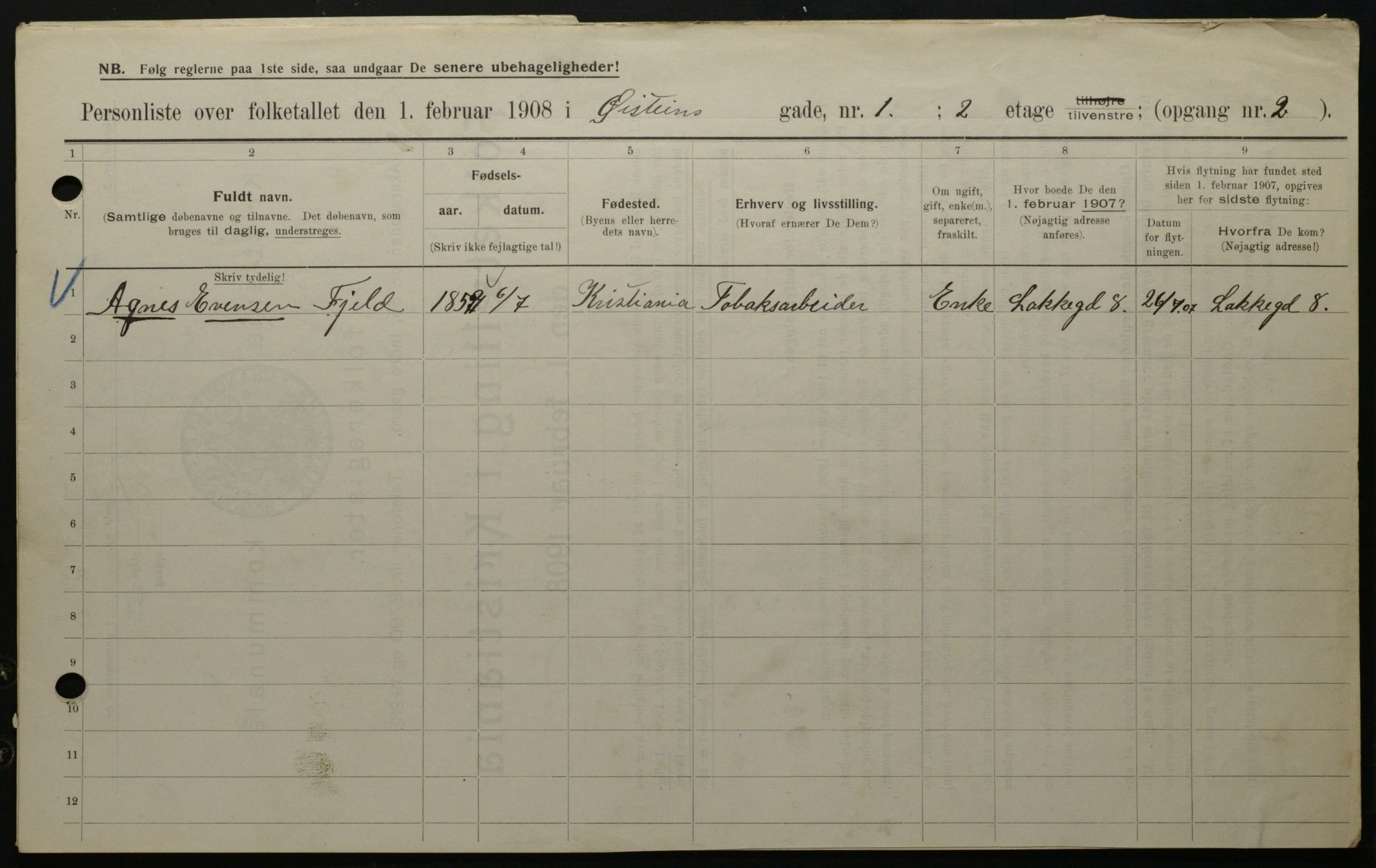 OBA, Municipal Census 1908 for Kristiania, 1908, p. 116977