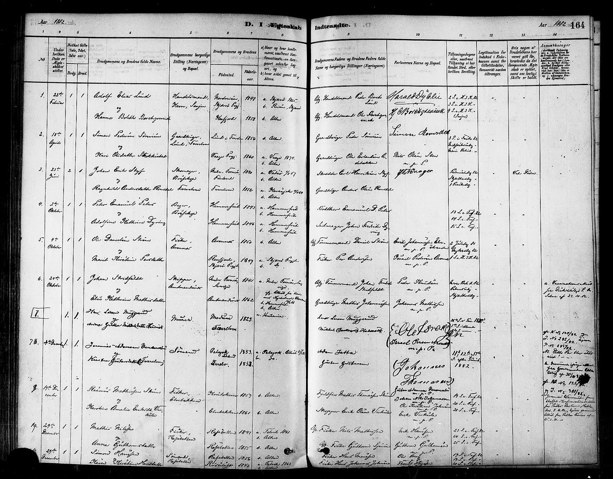 Alta sokneprestkontor, SATØ/S-1338/H/Ha/L0002.kirke: Parish register (official) no. 2, 1879-1892, p. 164