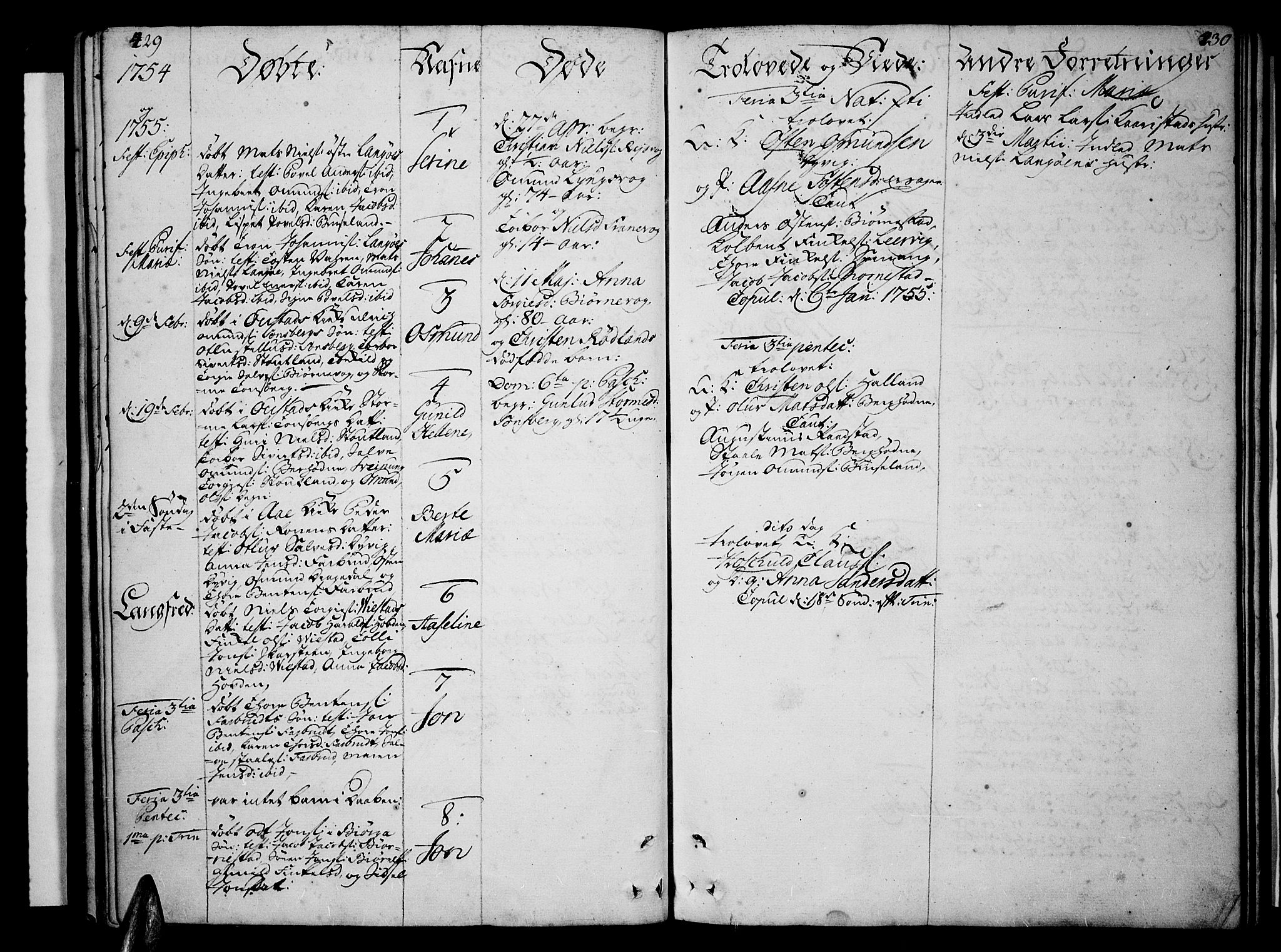 Lista sokneprestkontor, AV/SAK-1111-0027/F/Fa/L0003: Parish register (official) no. A 3 /3, 1752-1767, p. 429-430