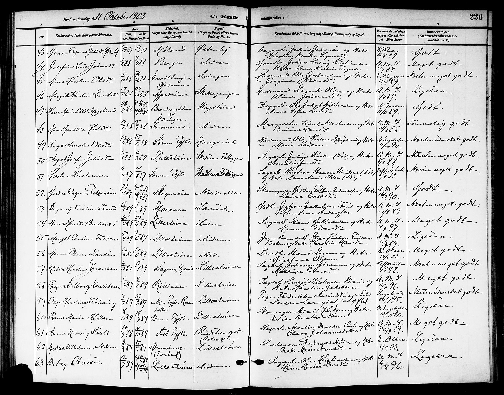 Skedsmo prestekontor Kirkebøker, AV/SAO-A-10033a/G/Ga/L0005b: Parish register (copy) no. I 5B, 1902-1911, p. 226