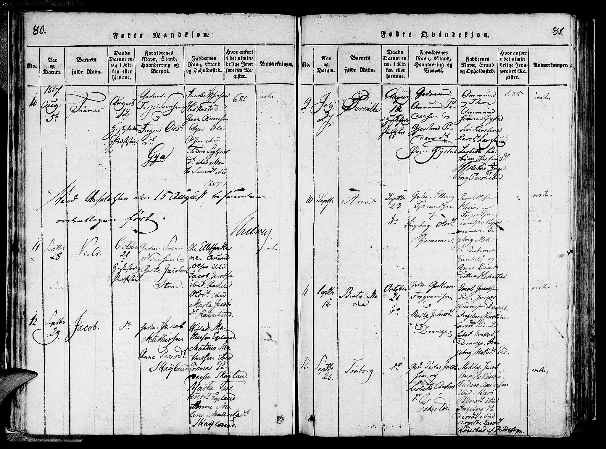 Lund sokneprestkontor, SAST/A-101809/S06/L0006: Parish register (official) no. A 6, 1816-1839, p. 80-81