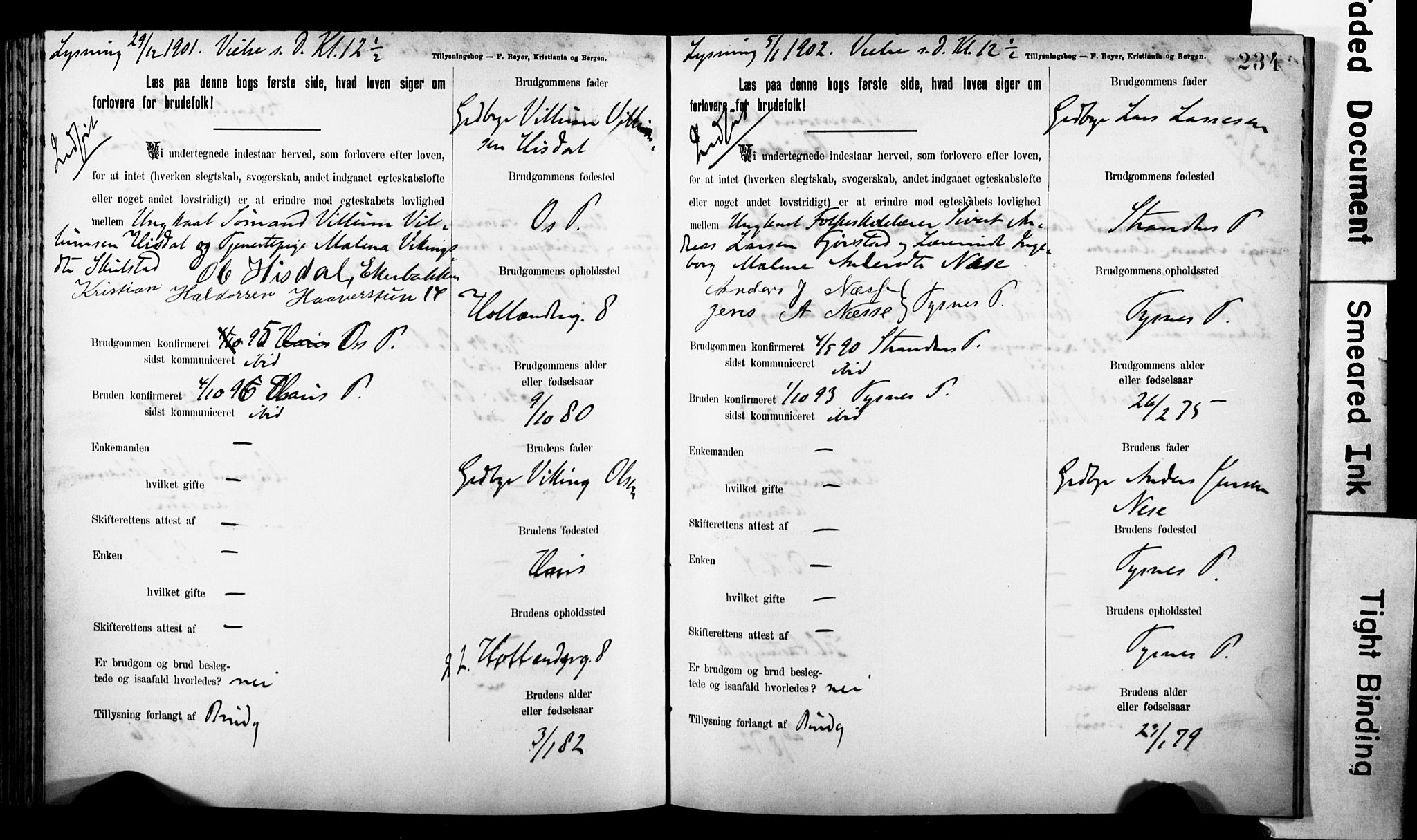 Korskirken sokneprestembete, AV/SAB-A-76101: Best man's statements no. II.5.7, 1898-1903, p. 234