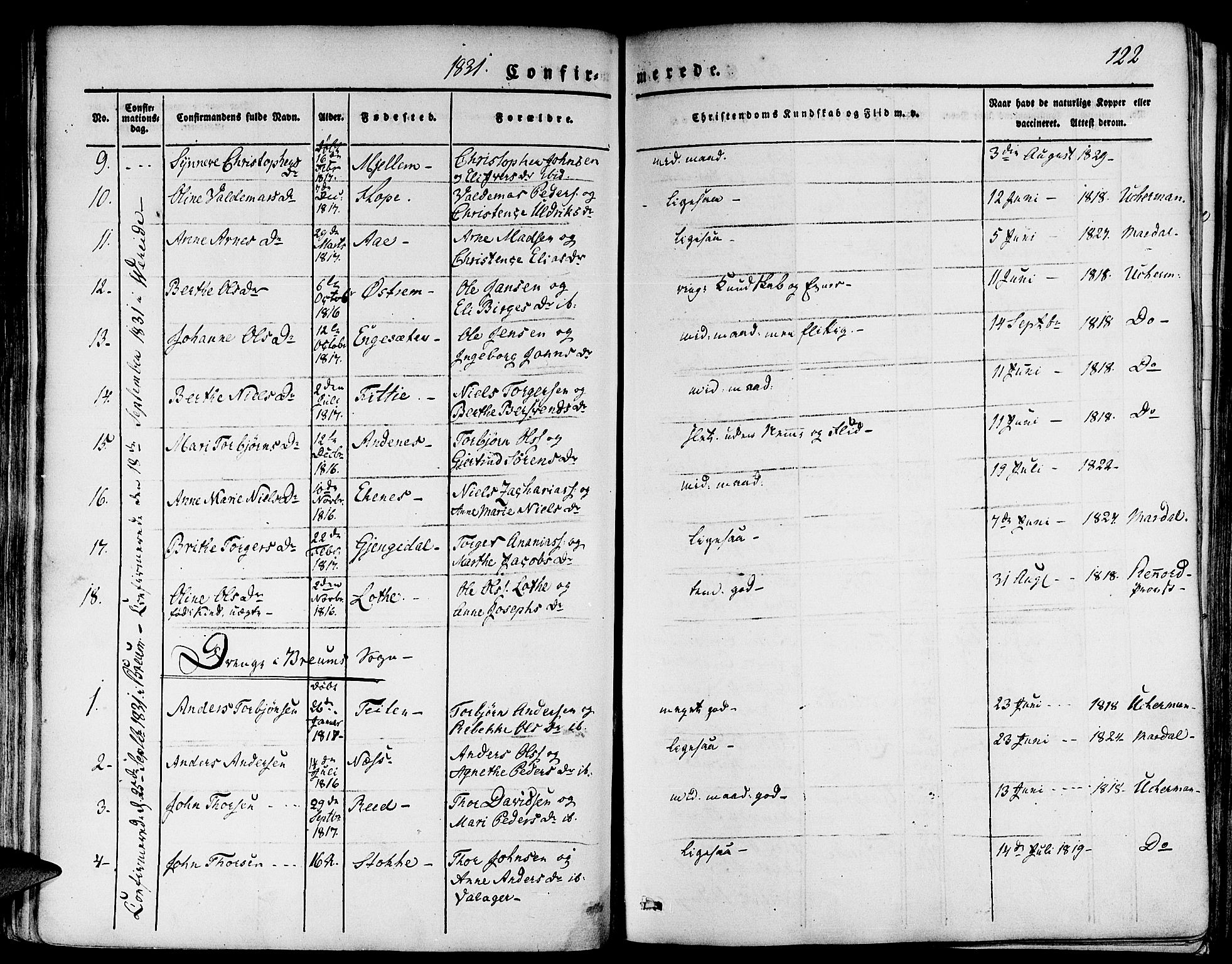 Gloppen sokneprestembete, AV/SAB-A-80101/H/Haa/Haaa/L0007: Parish register (official) no. A 7, 1827-1837, p. 122