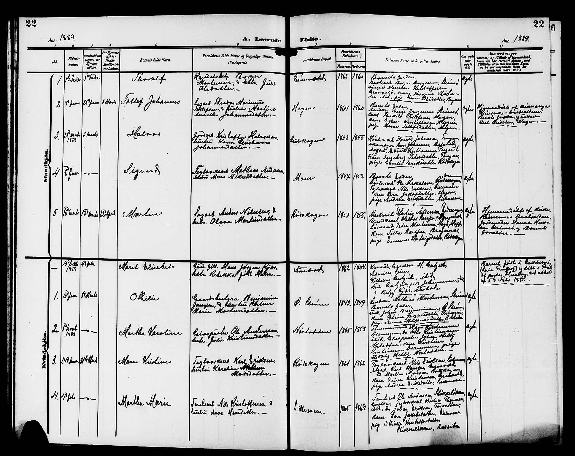 Strømsgodset kirkebøker, SAKO/A-324/G/Ga/L0002: Parish register (copy) no. 2, 1885-1910, p. 22