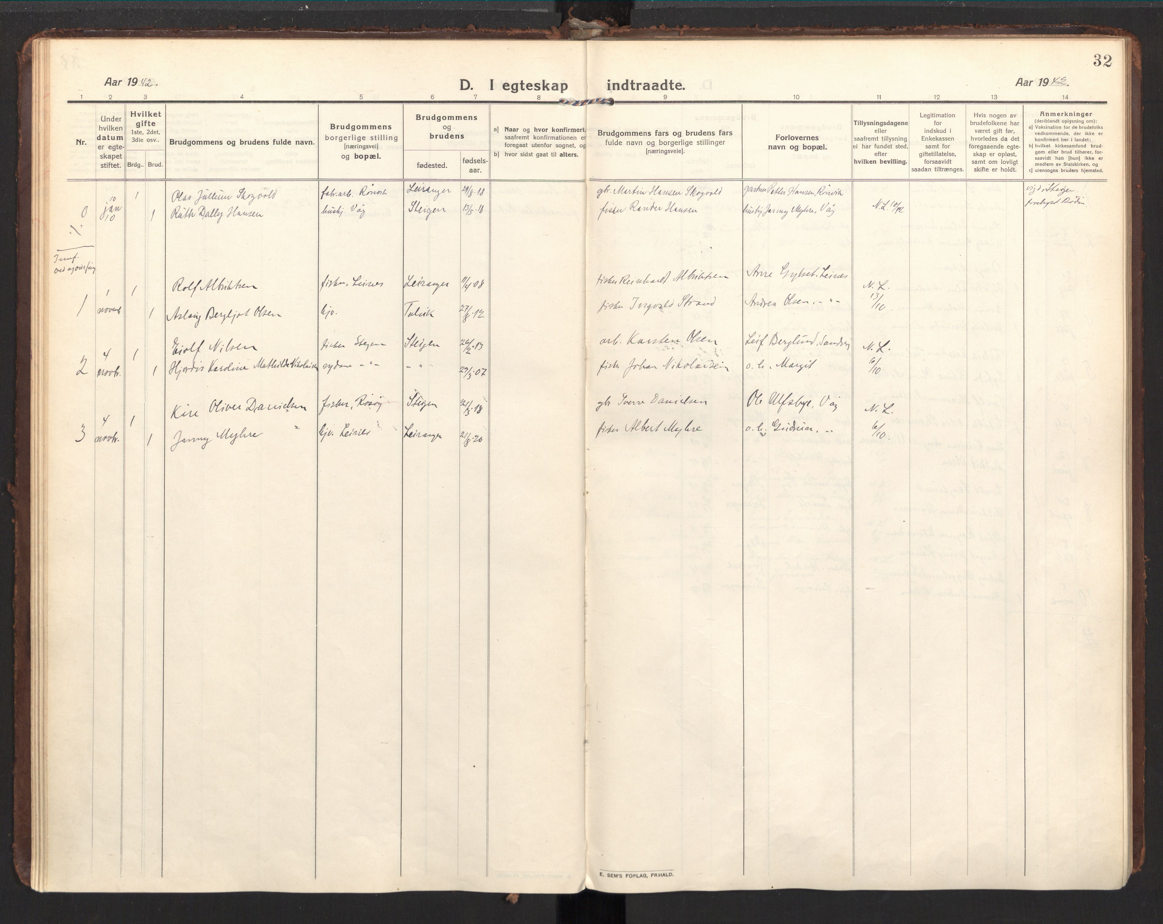 Ministerialprotokoller, klokkerbøker og fødselsregistre - Nordland, AV/SAT-A-1459/857/L0825: Parish register (official) no. 857A05, 1917-1946, p. 32