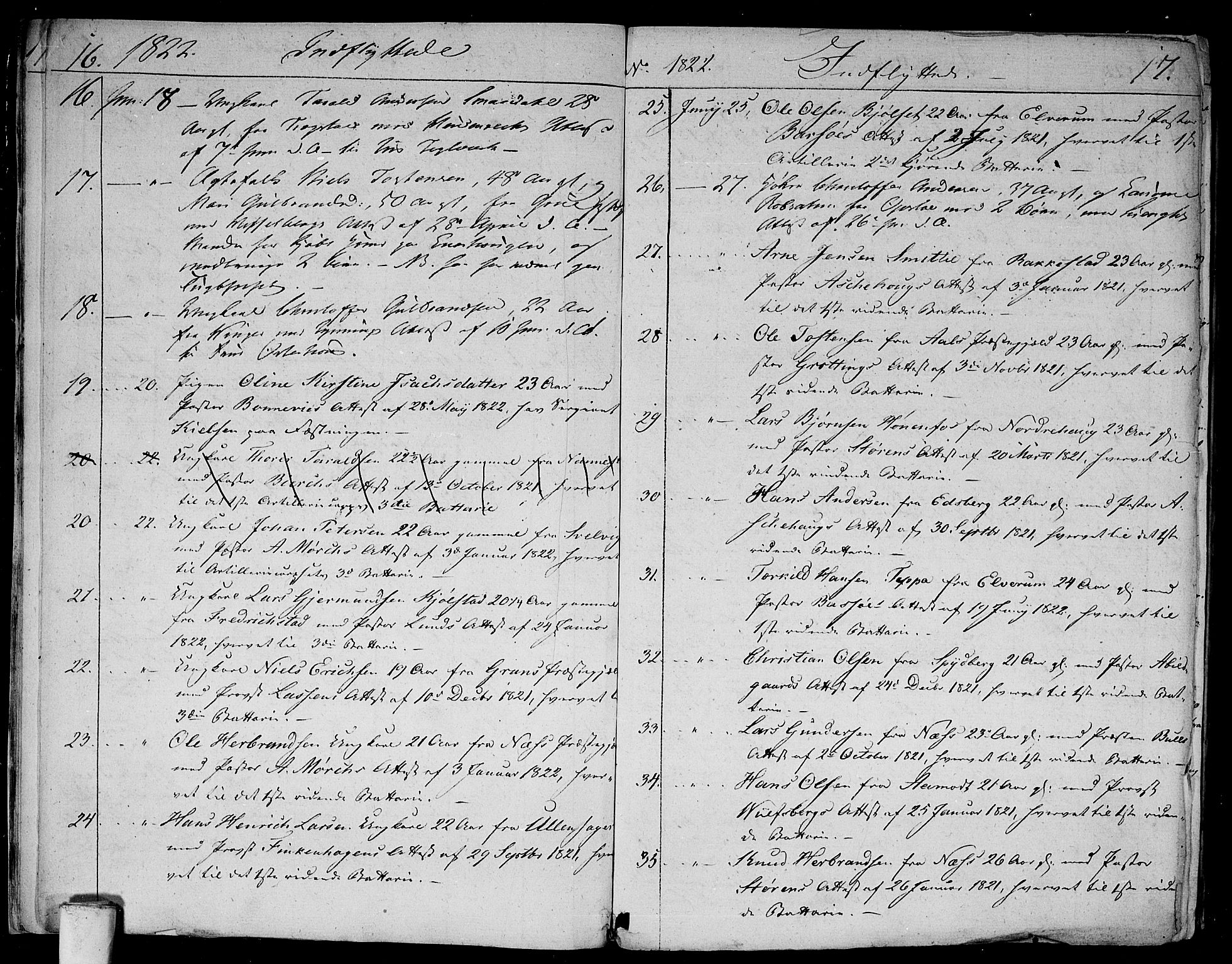 Aker prestekontor kirkebøker, SAO/A-10861/F/L0014b: Parish register (official) no. 14B, 1820-1834, p. 16-17