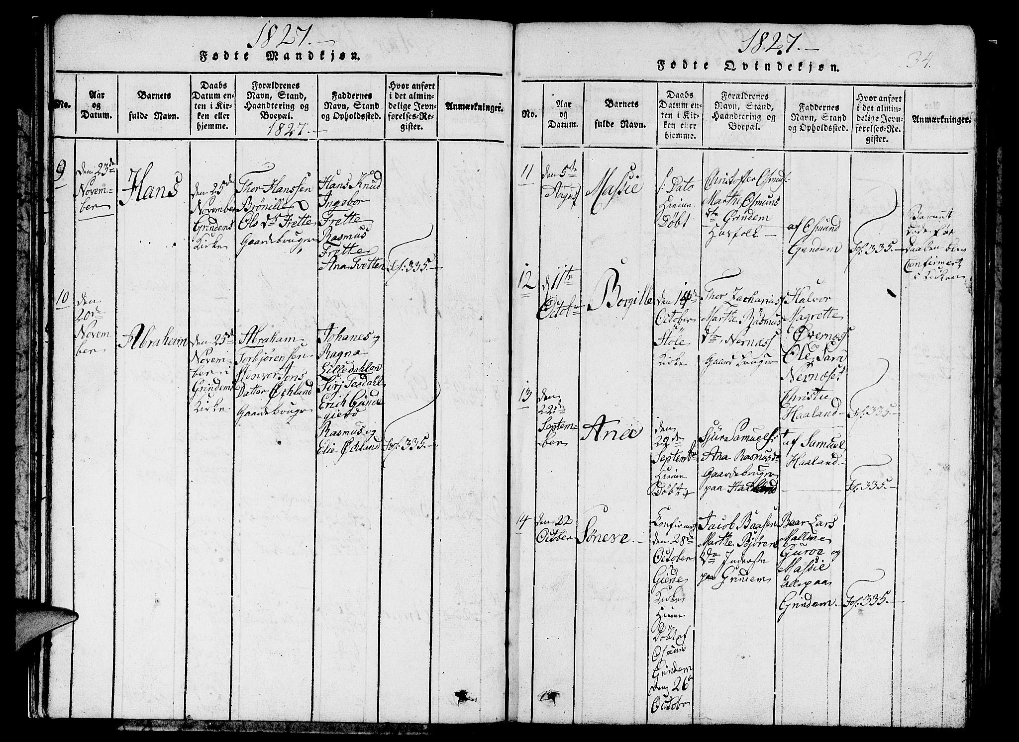 Etne sokneprestembete, SAB/A-75001/H/Hab: Parish register (copy) no. C 1, 1816-1841, p. 34