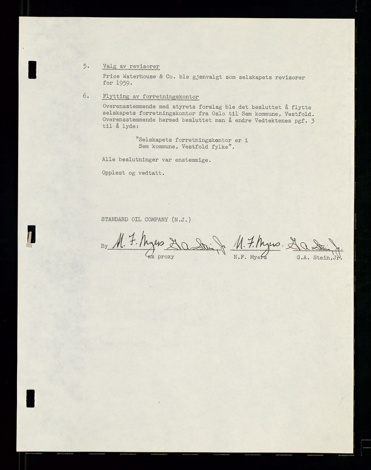 PA 1537 - A/S Essoraffineriet Norge, AV/SAST-A-101957/A/Aa/L0001/0002: Styremøter / Shareholder meetings, board meetings, by laws (vedtekter), 1957-1960, p. 51