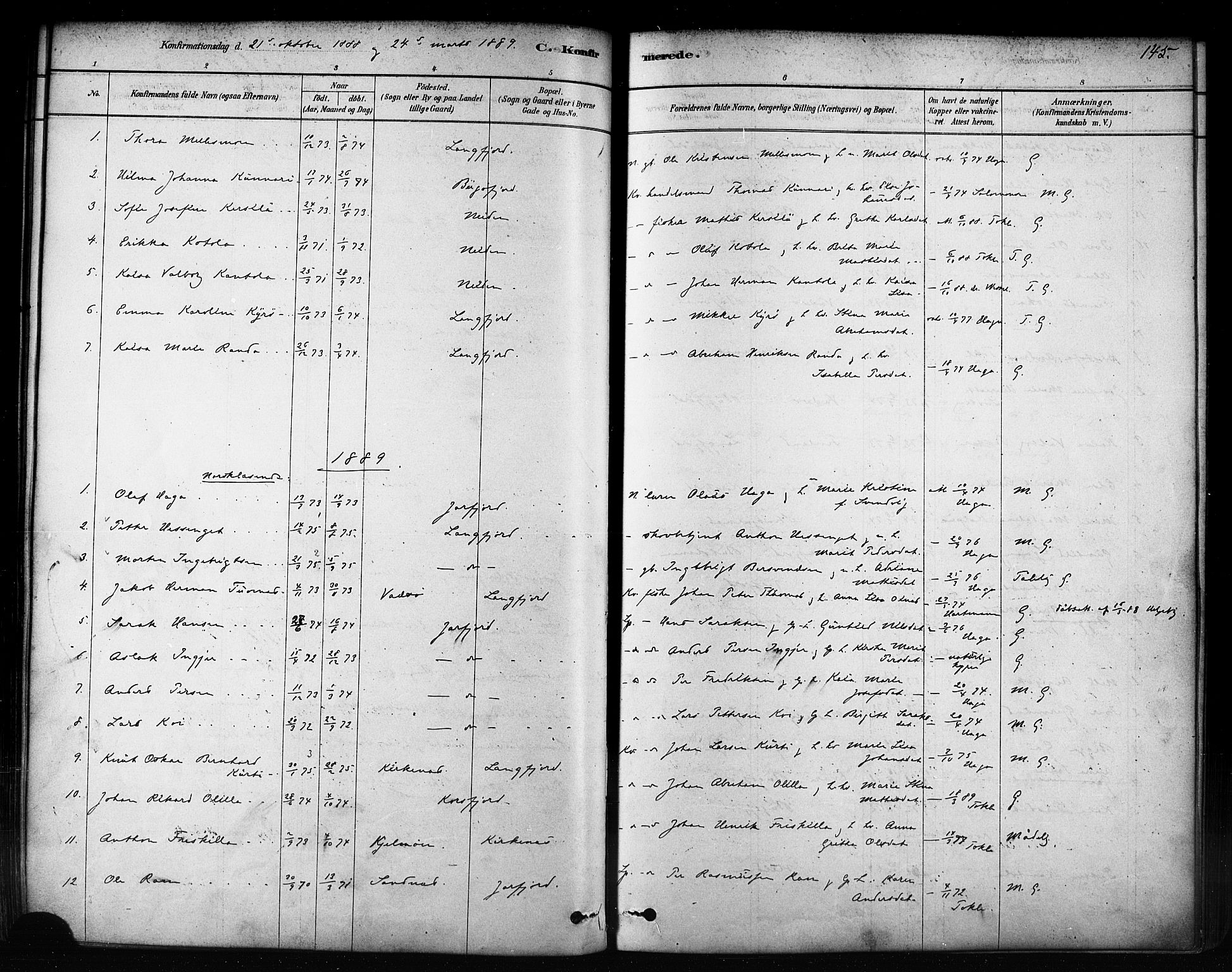 Sør-Varanger sokneprestkontor, SATØ/S-1331/H/Ha/L0003kirke: Parish register (official) no. 3, 1878-1891, p. 145