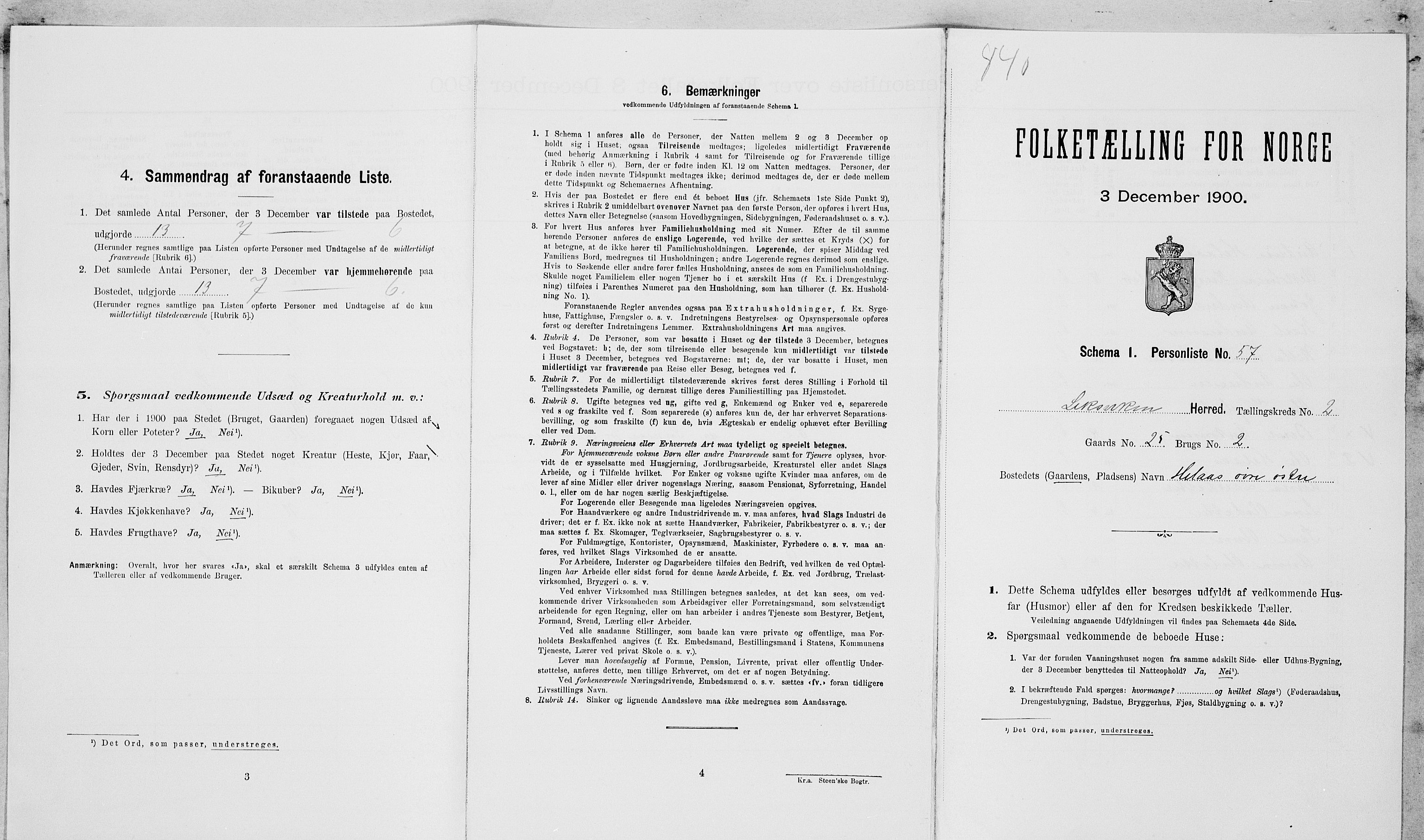 SAT, 1900 census for Leksvik, 1900, p. 270