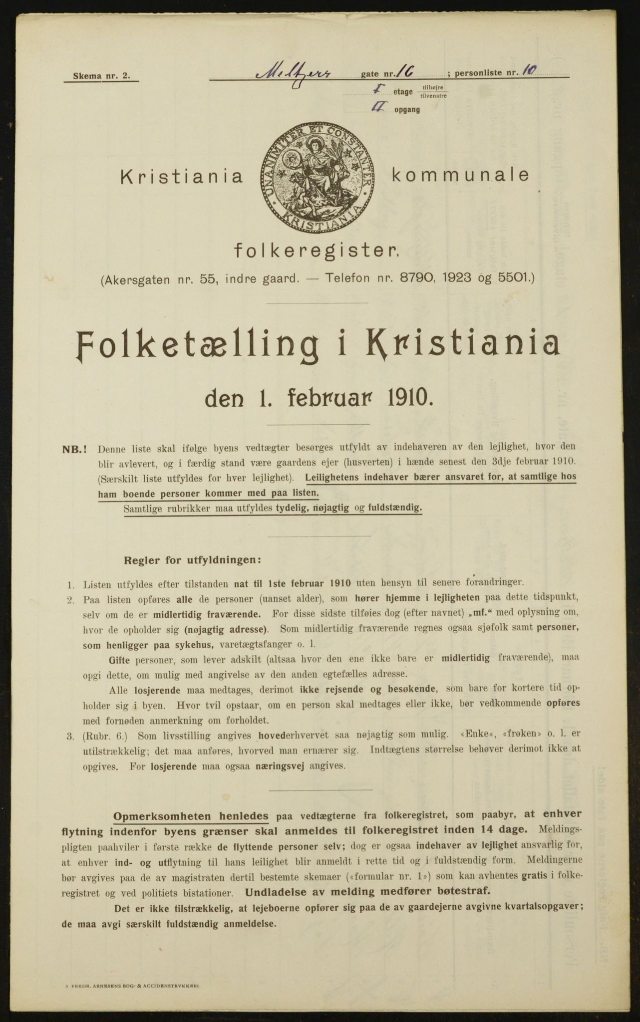 OBA, Municipal Census 1910 for Kristiania, 1910, p. 63197