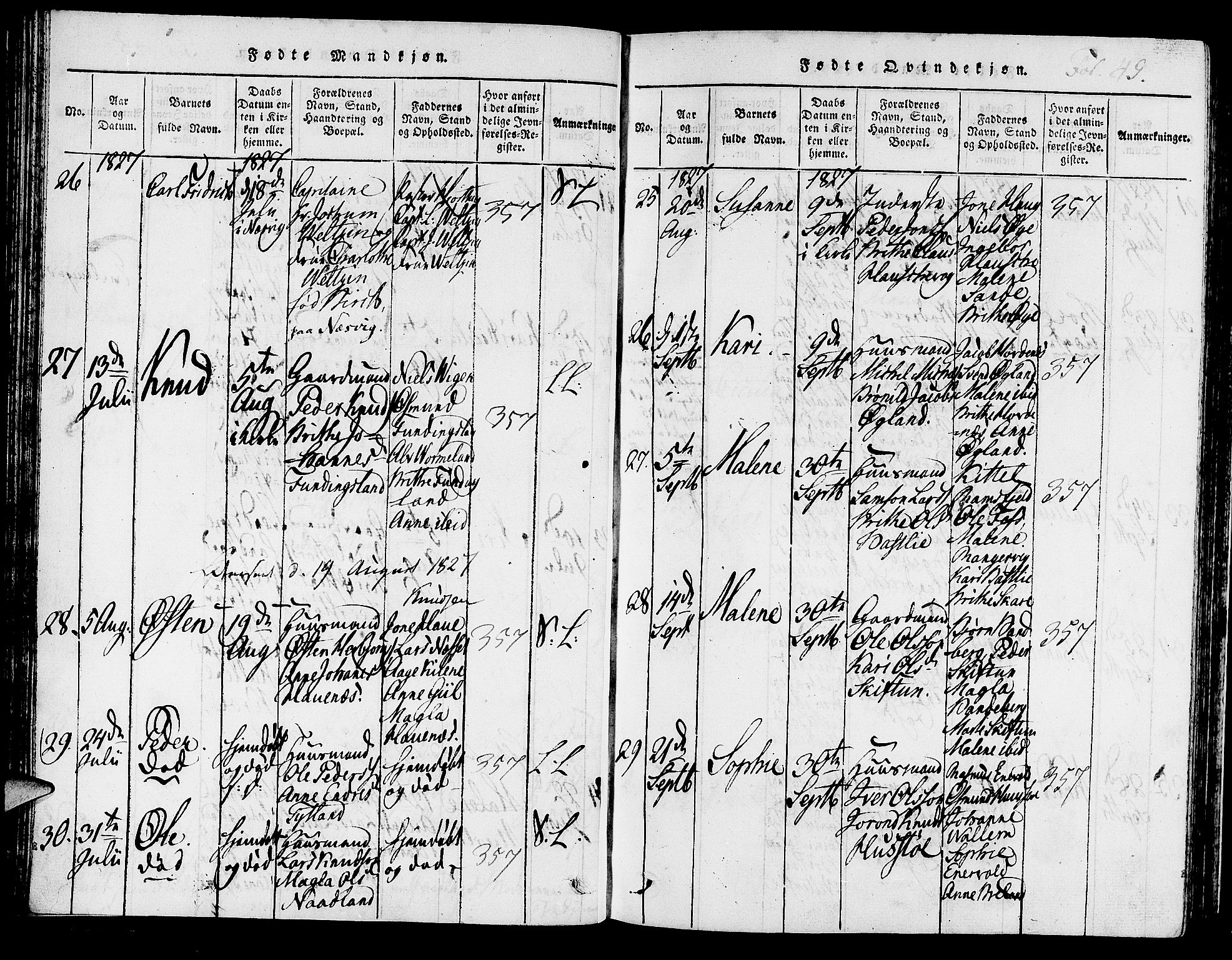 Hjelmeland sokneprestkontor, AV/SAST-A-101843/01/IV/L0003: Parish register (official) no. A 3, 1816-1834, p. 49