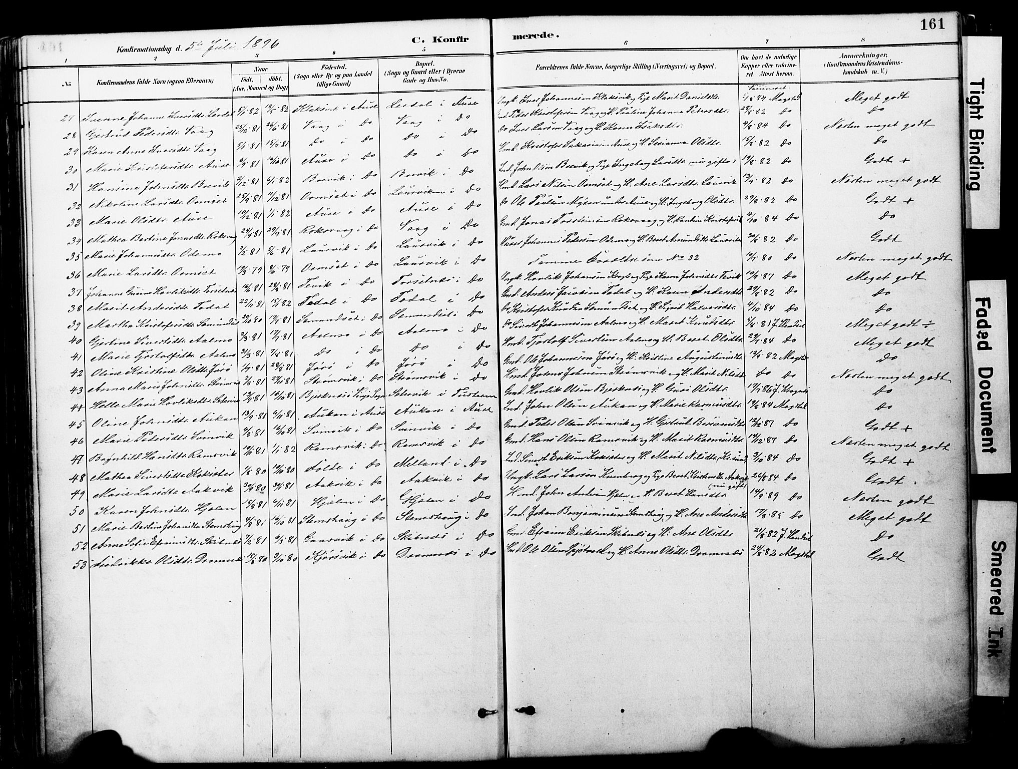 Ministerialprotokoller, klokkerbøker og fødselsregistre - Møre og Romsdal, AV/SAT-A-1454/578/L0907: Parish register (official) no. 578A06, 1887-1904, p. 161