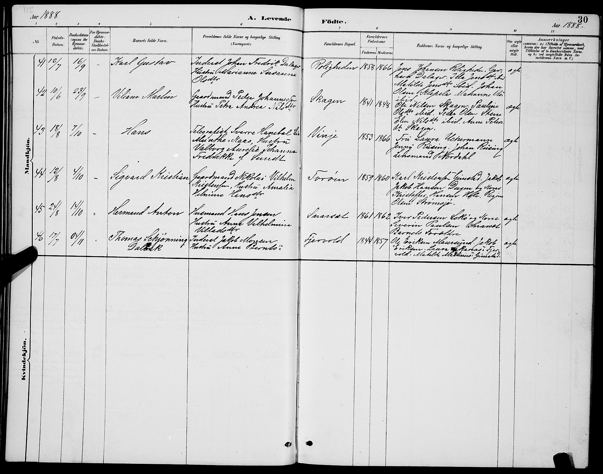 Ministerialprotokoller, klokkerbøker og fødselsregistre - Nordland, AV/SAT-A-1459/891/L1315: Parish register (copy) no. 891C04, 1886-1893, p. 30